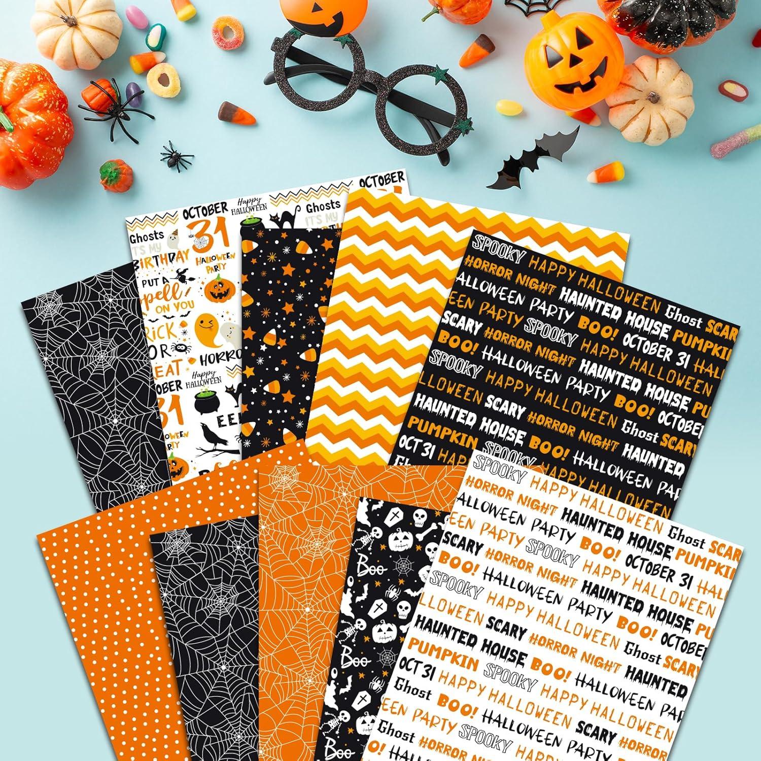 Conjunto de Papel de Patrón Halloween Morcheiong 100 Hojas A5