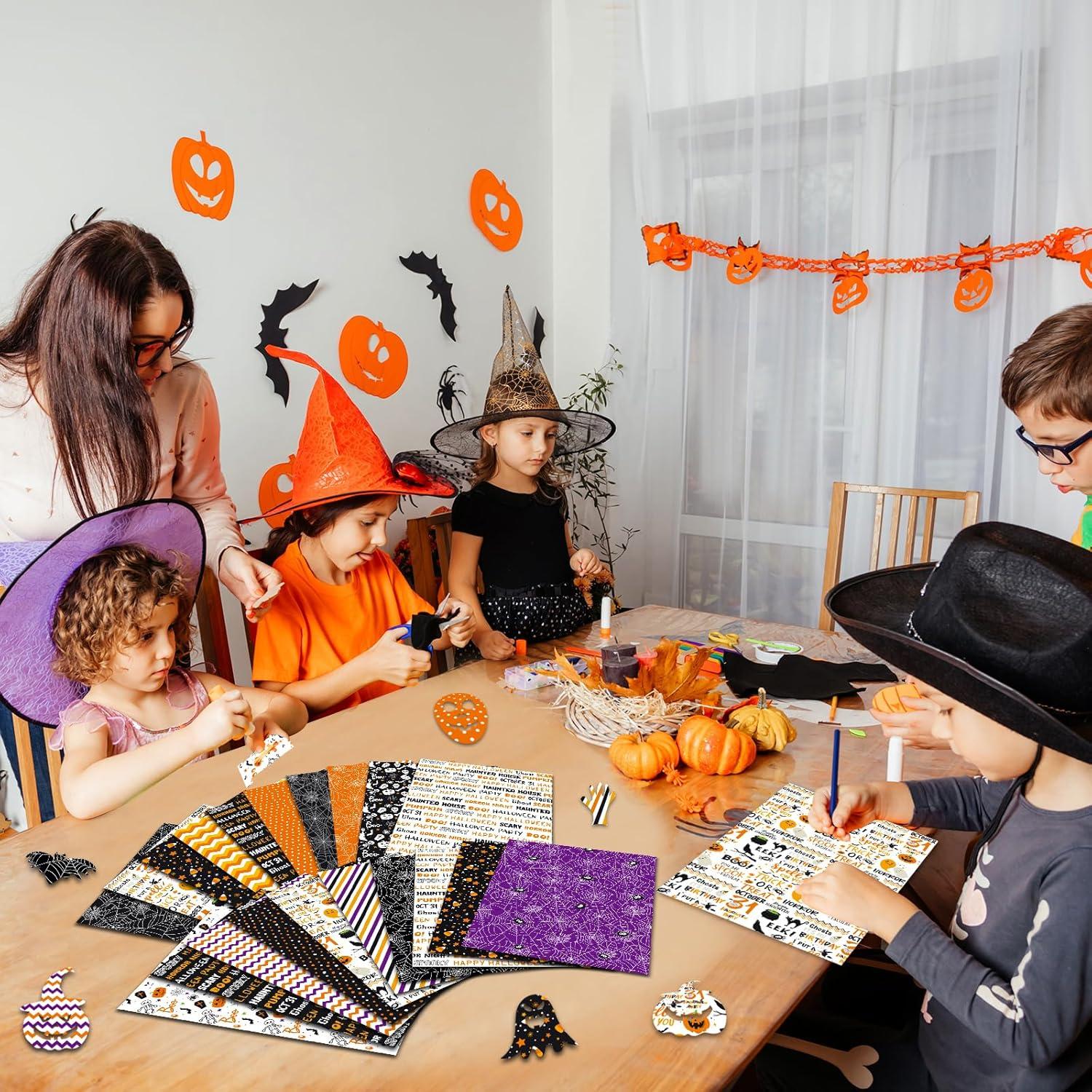Conjunto de Papel de Patrón Halloween Morcheiong 100 Hojas A5