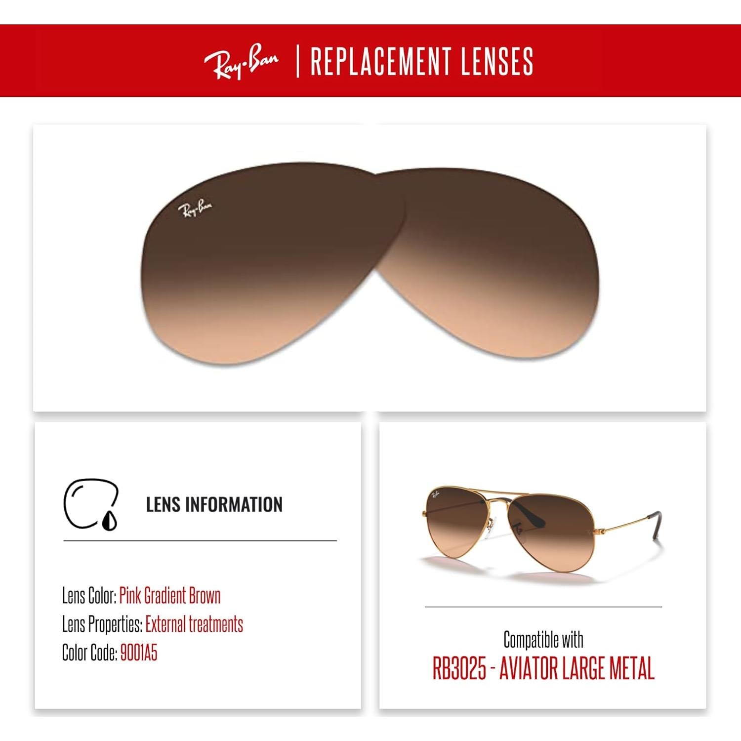 Lentes Ray-Ban RB3025 55mm Marrón Degradado + Kit Cuidado