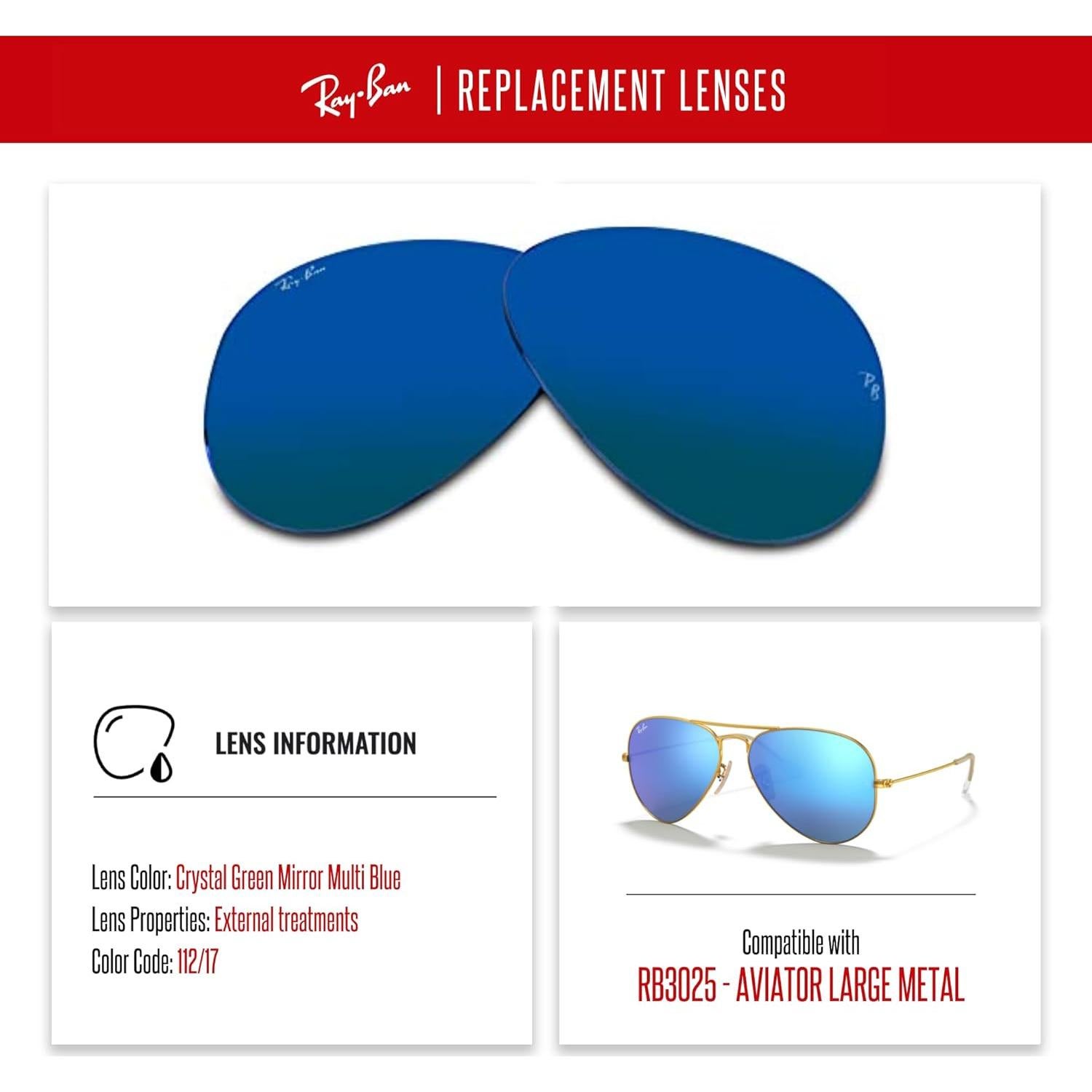Lentes Ray-Ban Aviator RB3025 58mm Espejo Verde Azul