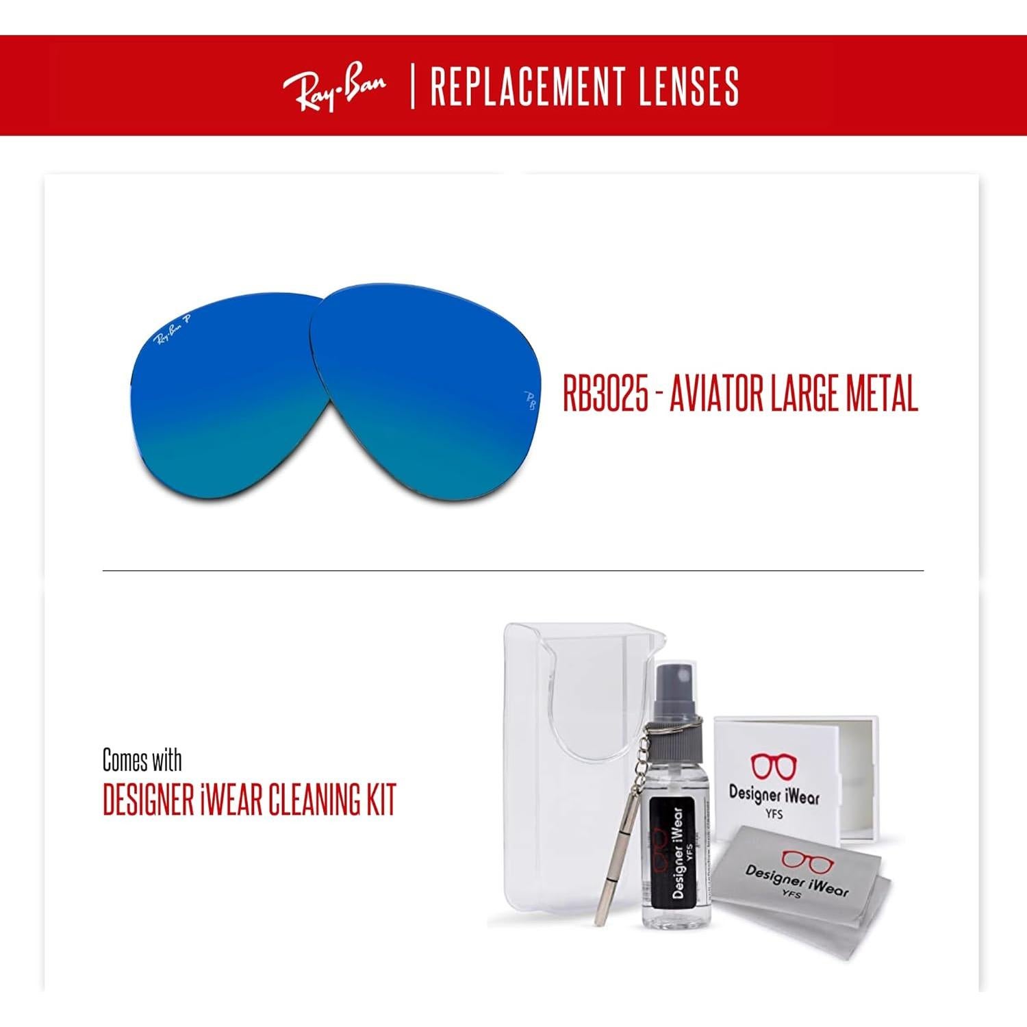 Lentes Ray-Ban Reemplazo Aviator RB3025 58mm Espejo Azul