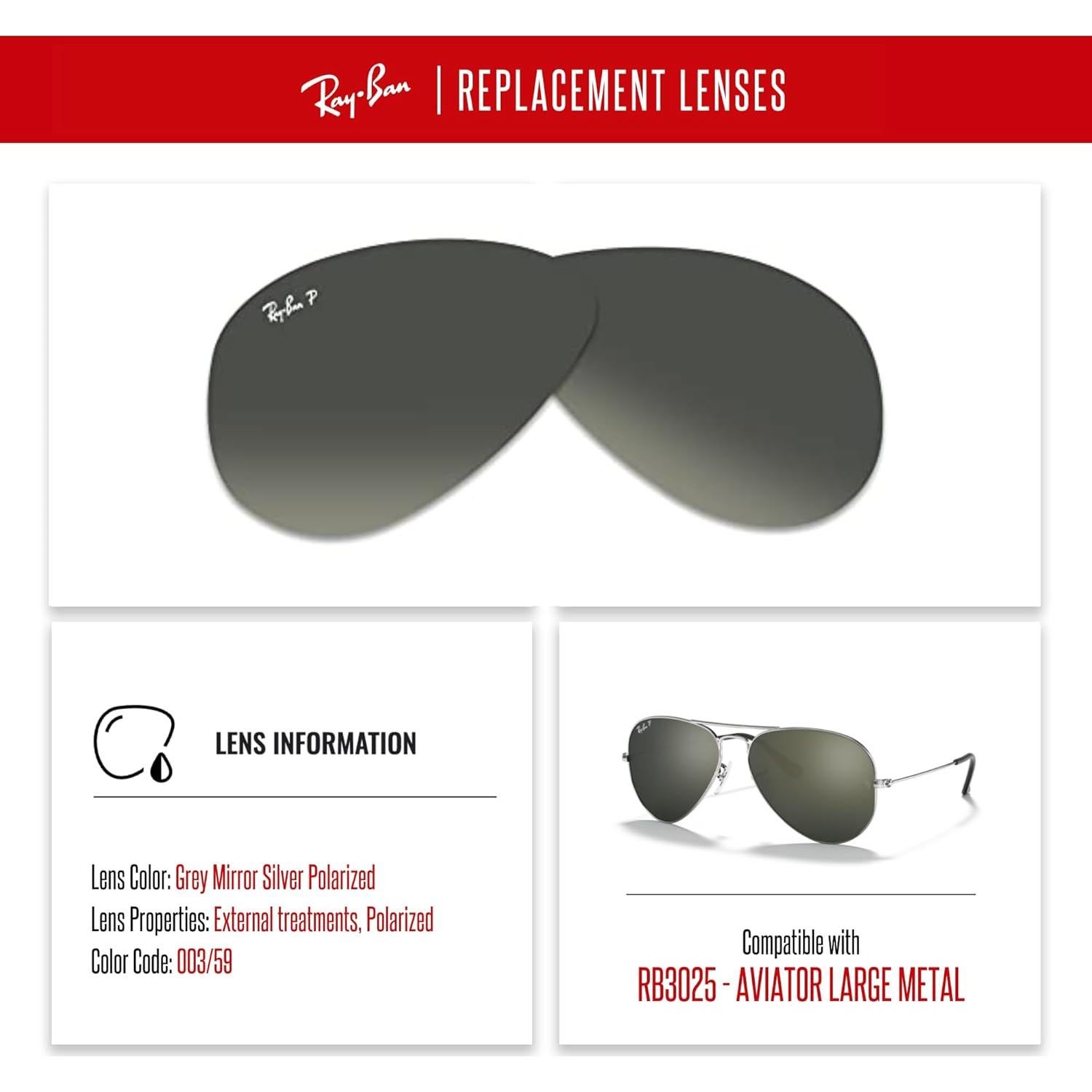 Lentes Ray-Ban Aviator RB3025 58mm Gris Espejo Polarizado