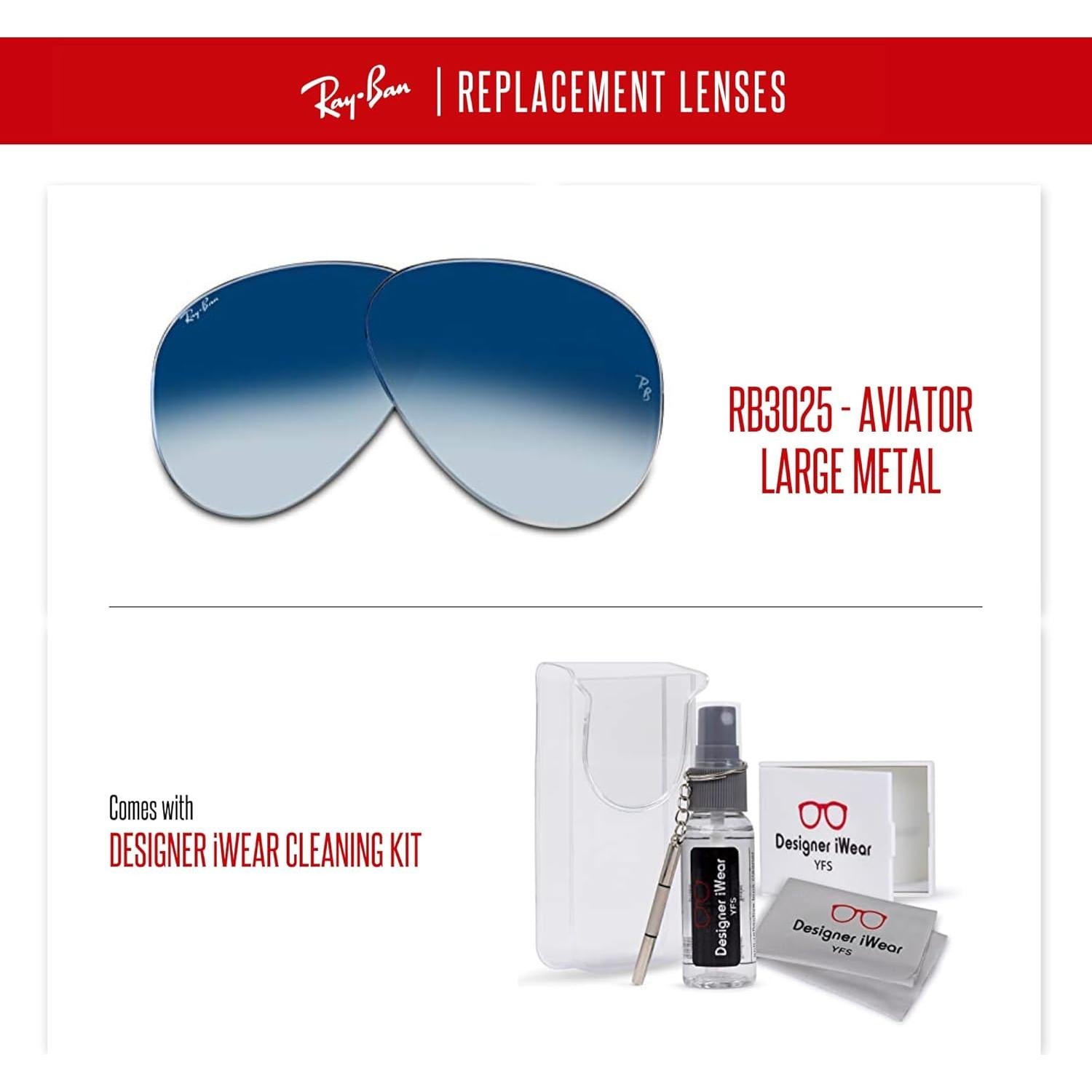 Lentes Ray-Ban Aviator RB3025 Degradado Azul 58mm + Kit