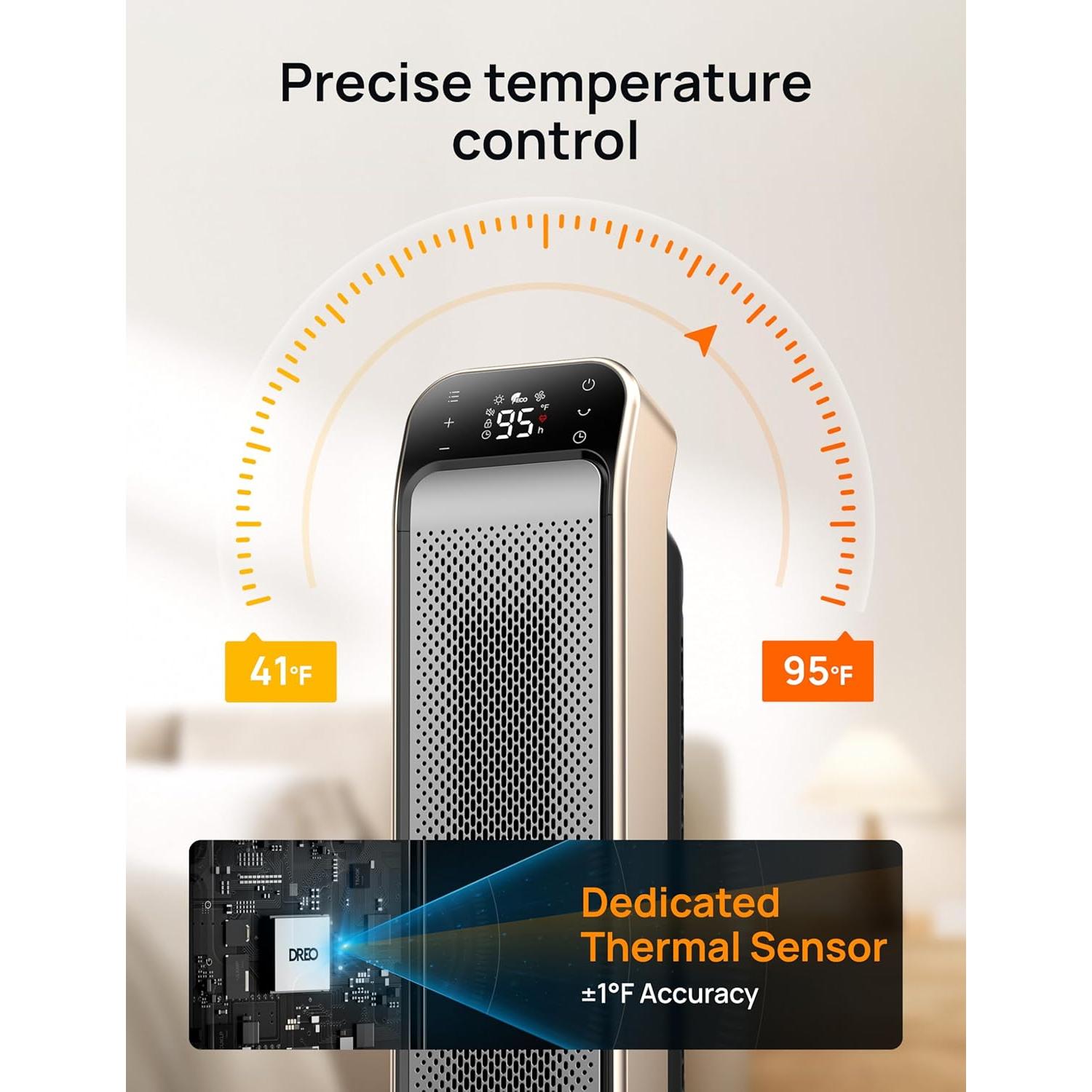 Calentador de Espacio Dreo DR-HSH013B 25" Cerámico 3 Modos