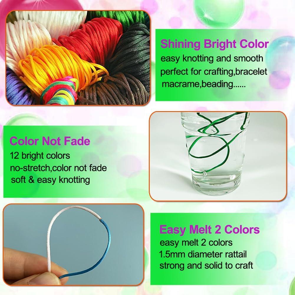 Cuerda de Nylon Satín 1.5mm 12 Paquetes 252 Yardas Ewparts