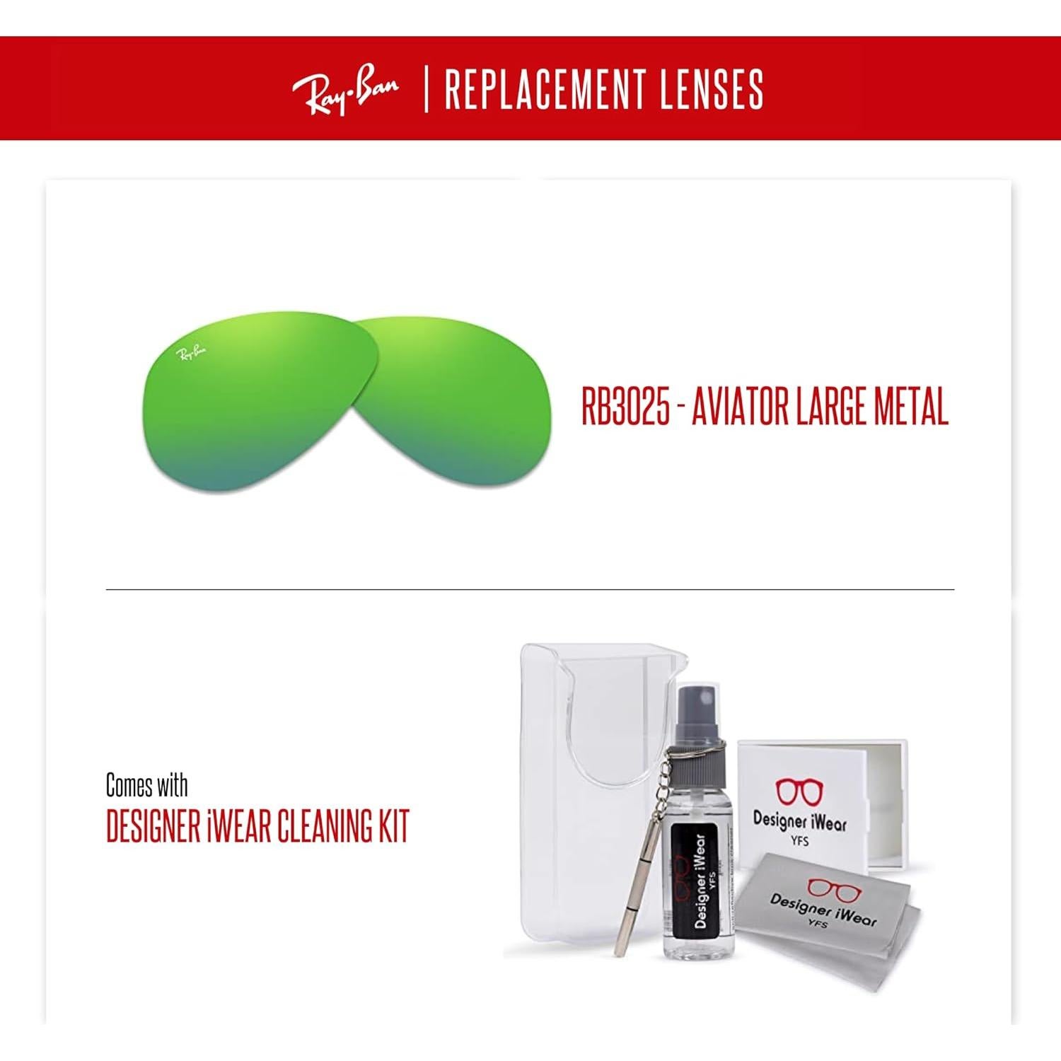 Lentes Ray-Ban Reemplazo Aviator RB3025 62mm Verde Espejo