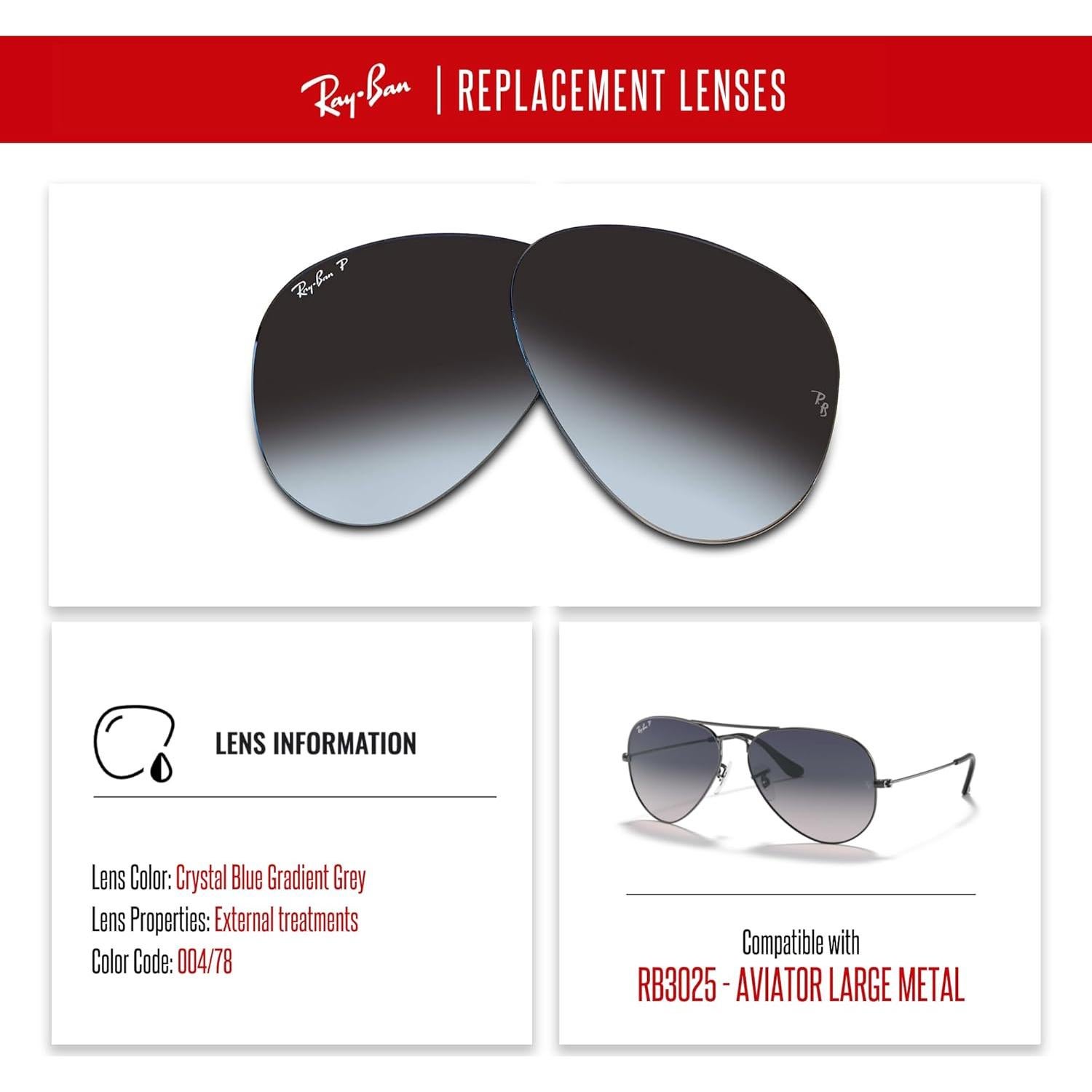 Lentes Ray-Ban Aviator RB3025 55mm Polarizados Azul