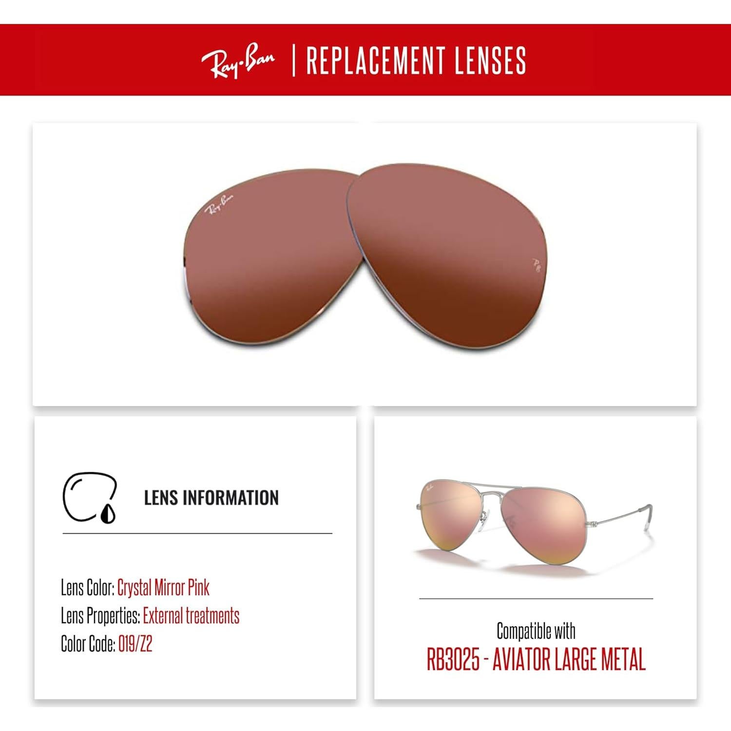 Lentes Ray-Ban Aviator RB3025 58mm Espejo Rosa + Kit Cuidado