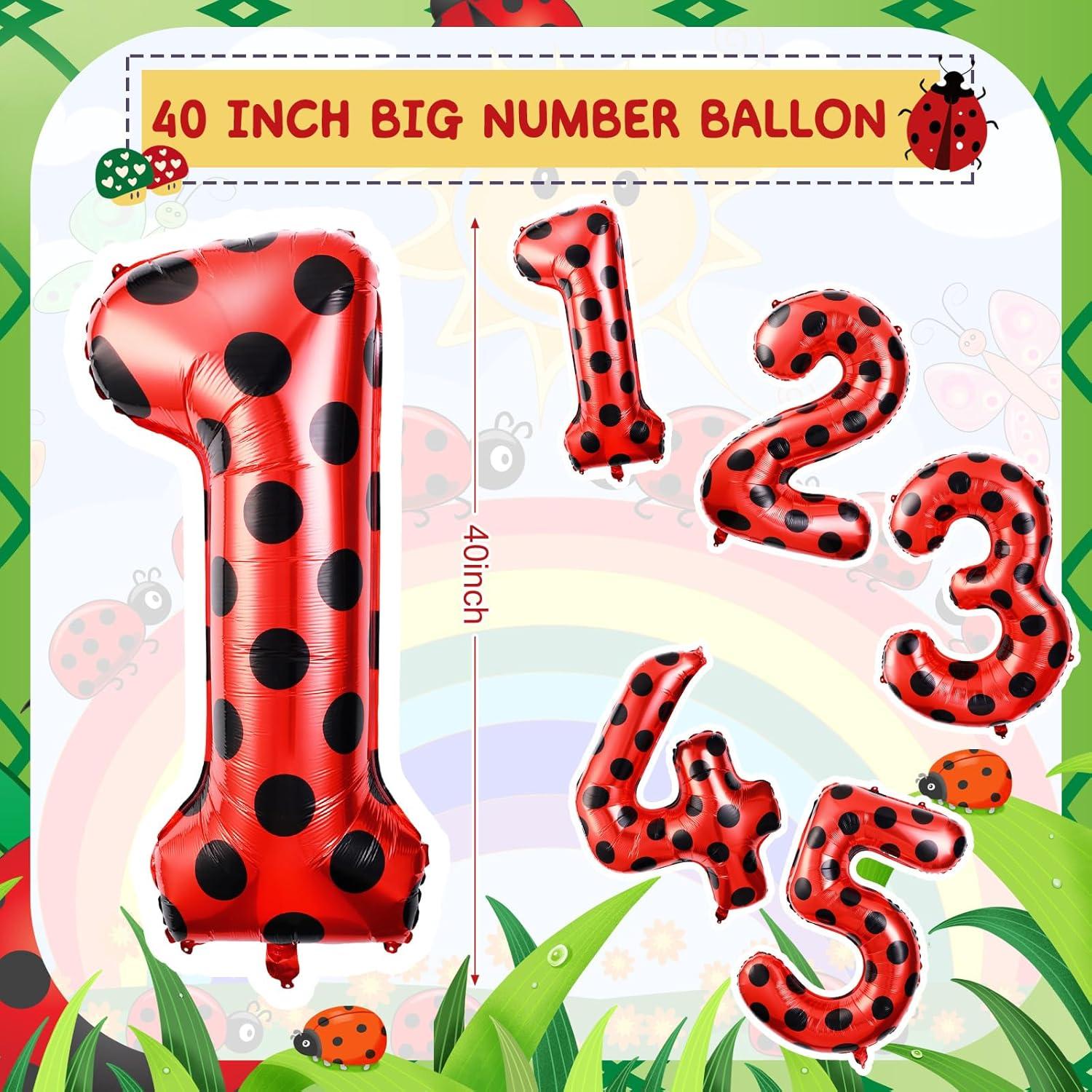 Globo Grande Número 1 Mariquita 101.6 cm Decoración Cumpleaños