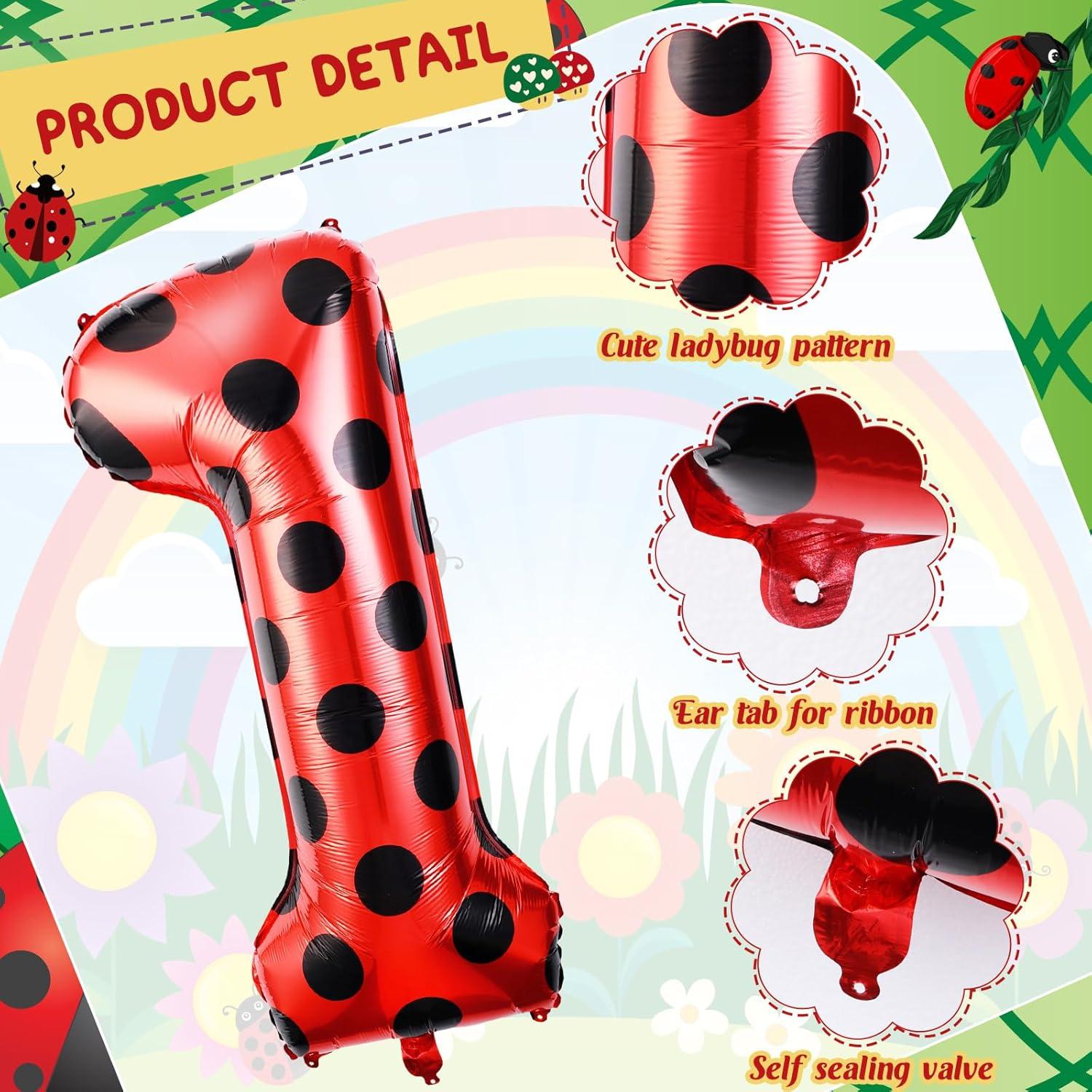 Globo Grande Número 1 Mariquita 101.6 cm Decoración Cumpleaños