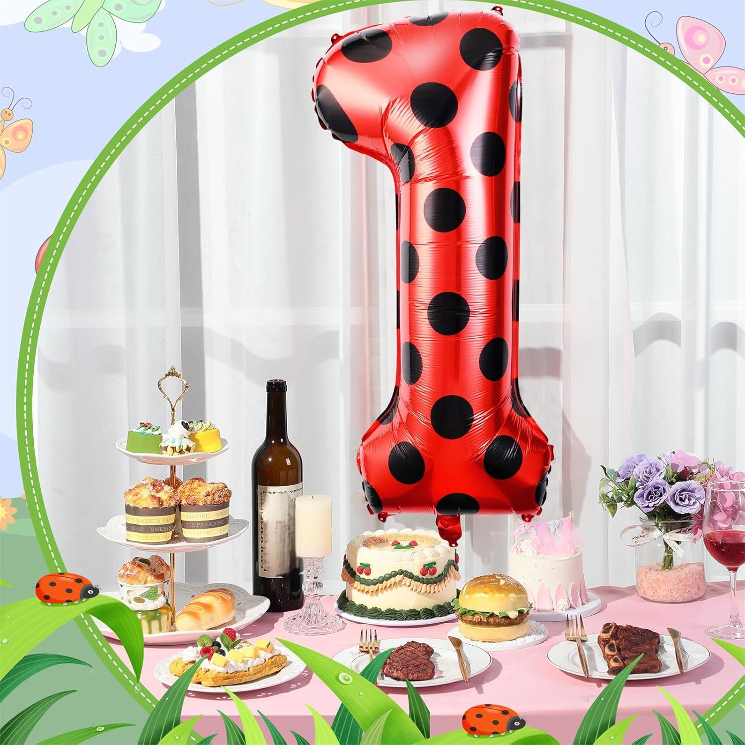 Globo Grande Número 1 Mariquita 101.6 cm Decoración Cumpleaños