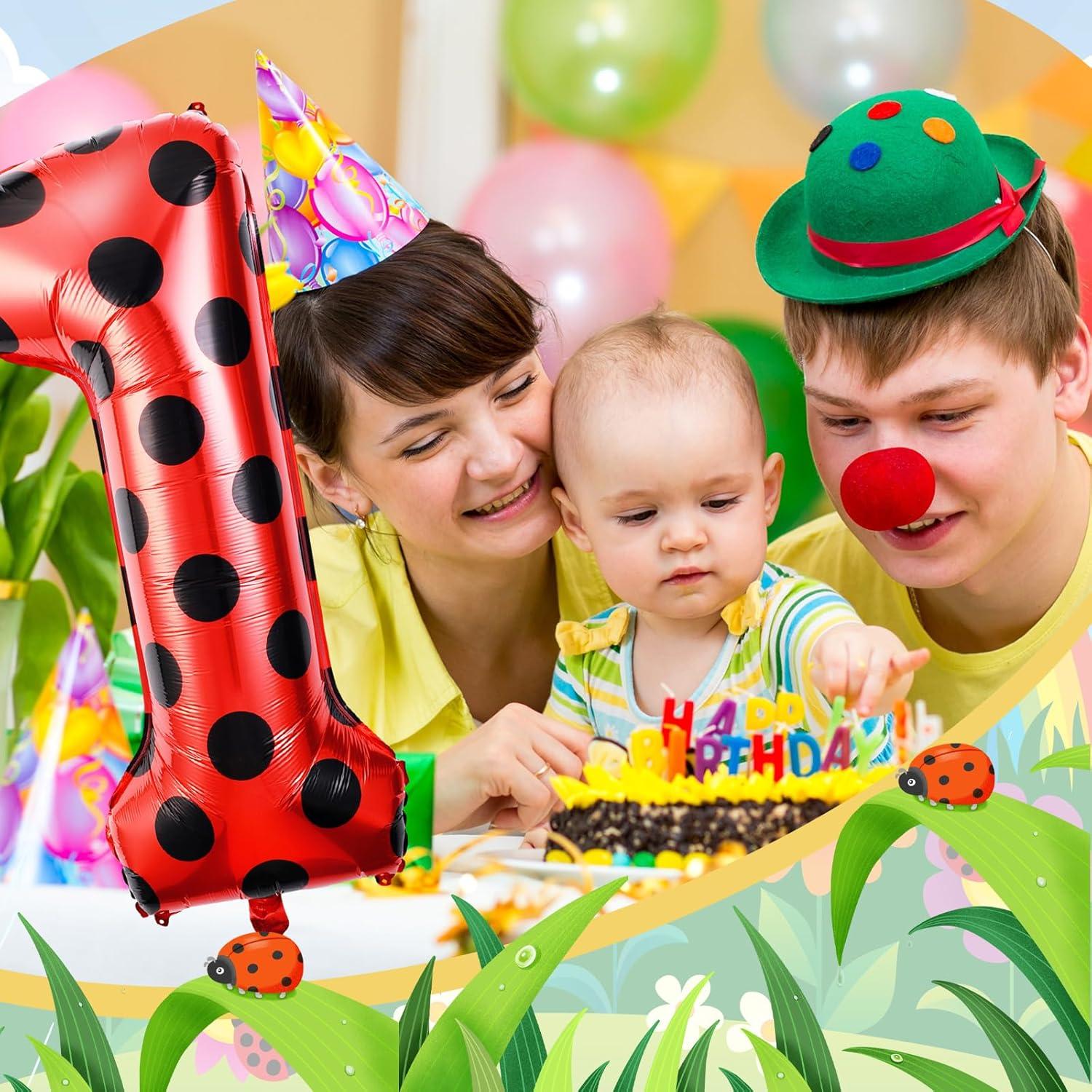 Globo Grande Número 1 Mariquita 101.6 cm Decoración Cumpleaños