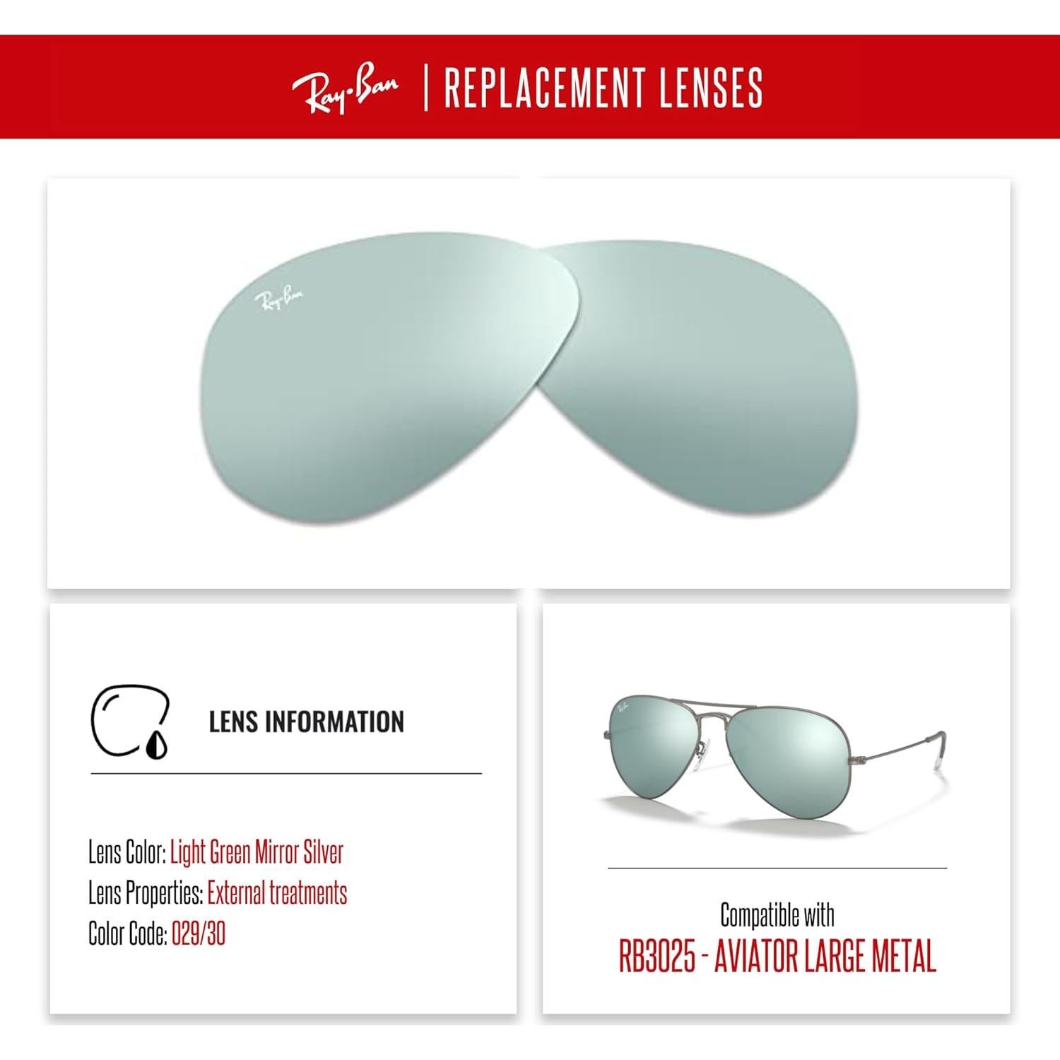 Lentes Ray-Ban RB3025 Aviator 55mm Espejo Plateado Verde