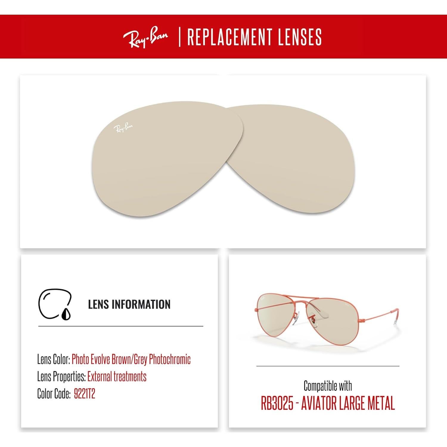 Lentes Ray-Ban RB3025 62mm Fotoquímicos + Kit de Cuidado