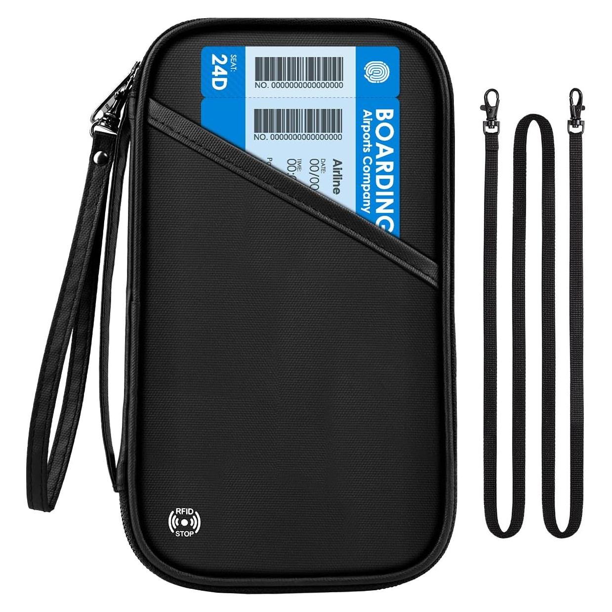 Cartera de Pasaporte RFID P Travel DE-2136 Negra Impermeable
