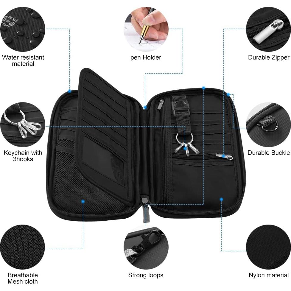 Cartera de Pasaporte RFID P Travel DE-2136 Negra Impermeable