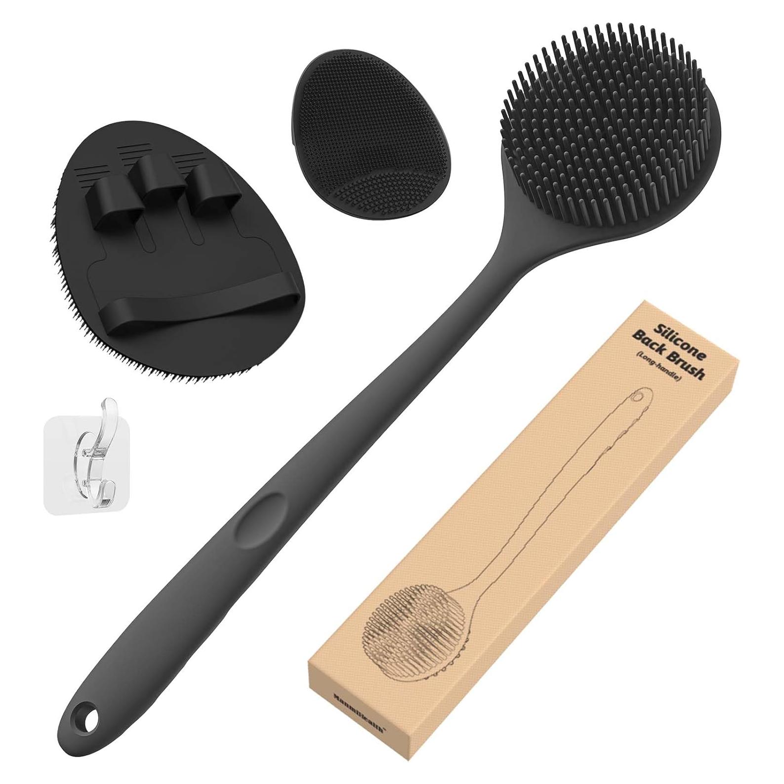 Juego de cepillos de silicona Manmihealth - 3 piezas, negro