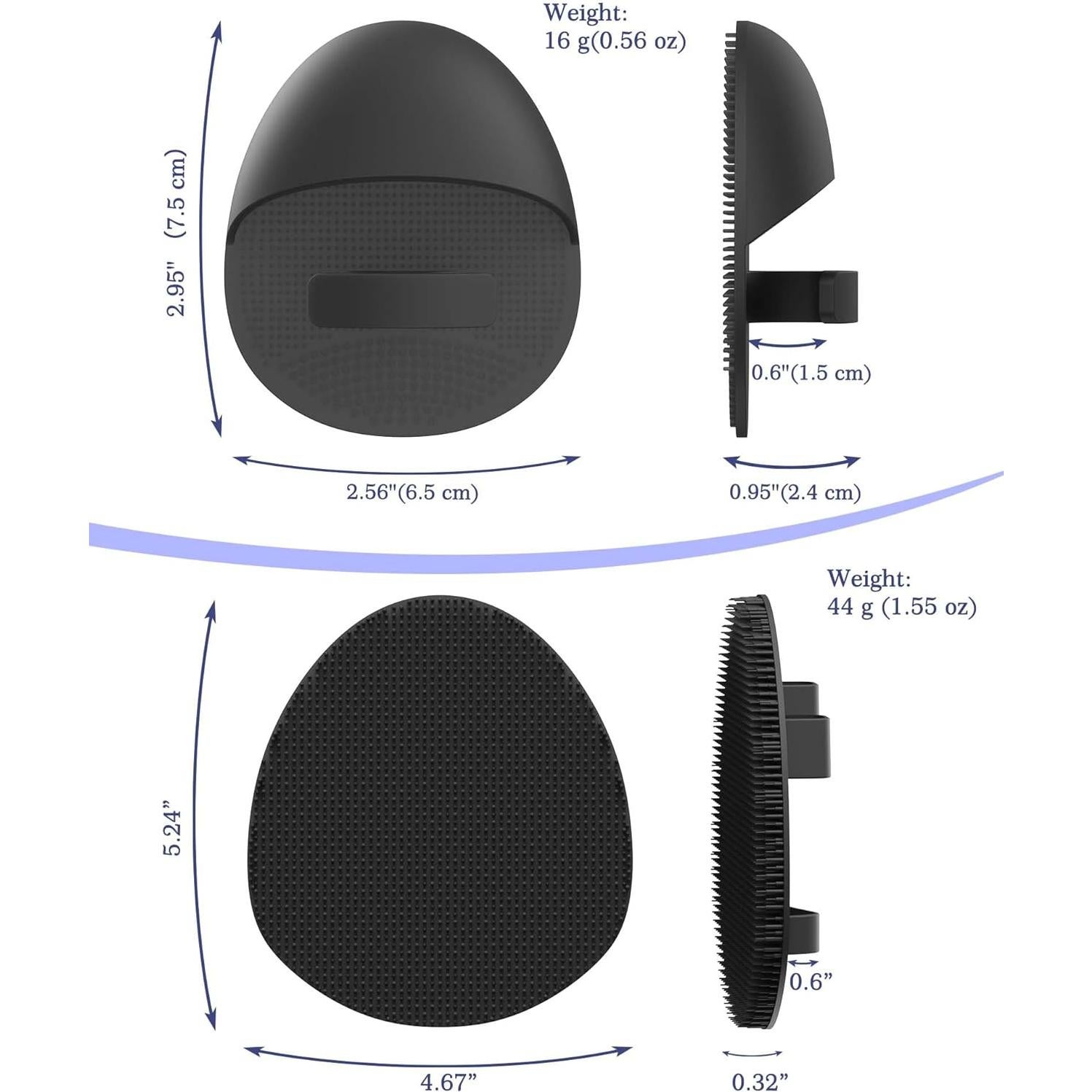 Juego de cepillos de silicona Manmihealth - 3 piezas, negro