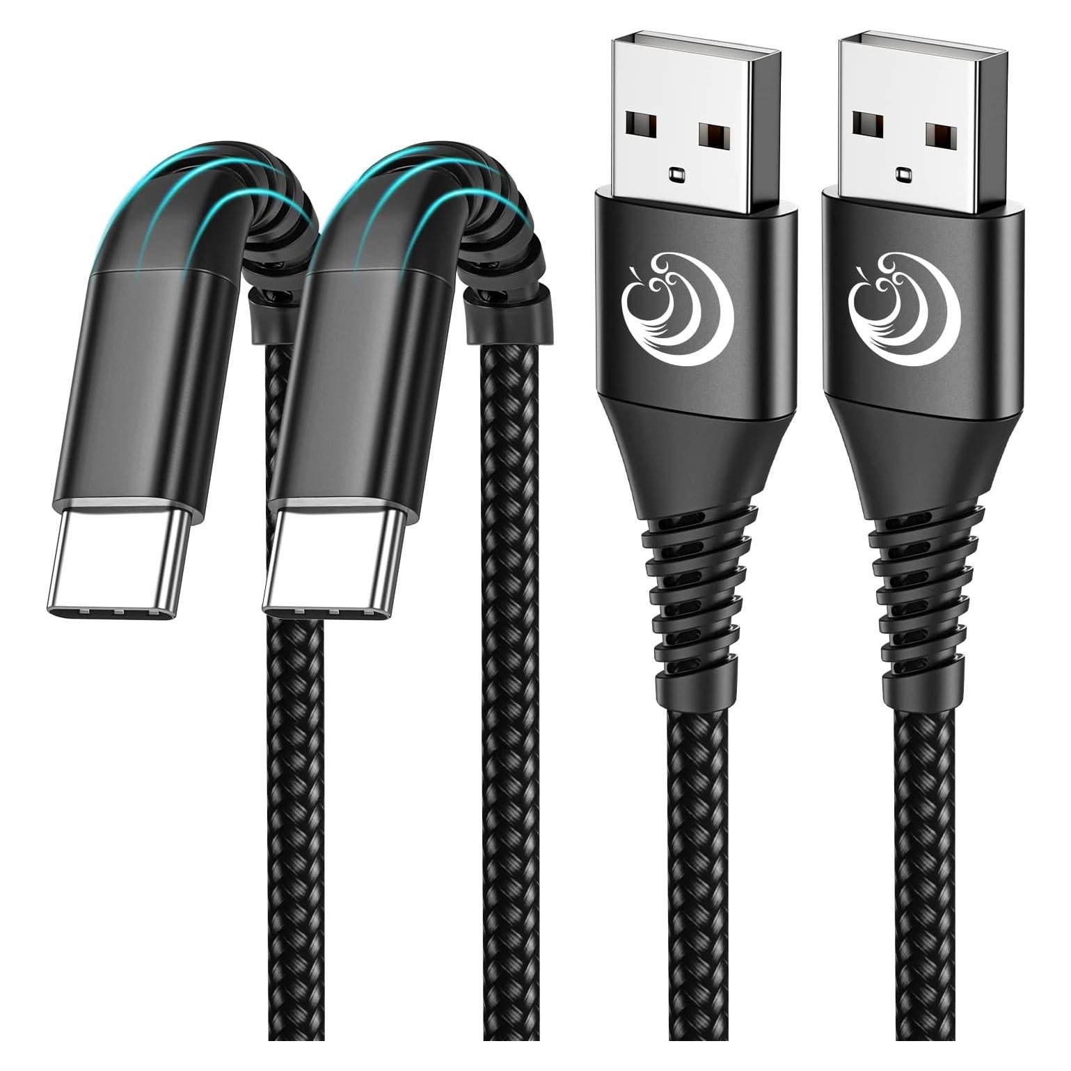 Cable USB C Aioneus 0.91m 2 Paquete Carga Rápida 3A Negro
