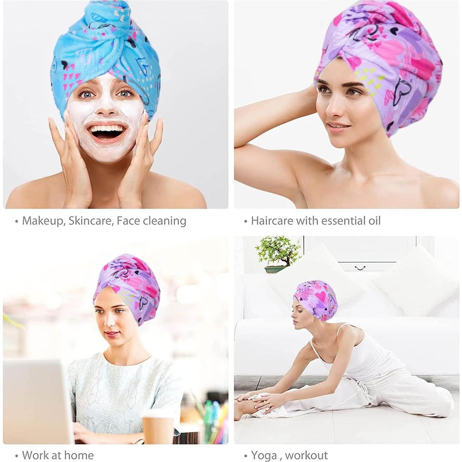 Toalla de Microfibra para el Cabello WUBAYI 2 Pack Secado Rápido