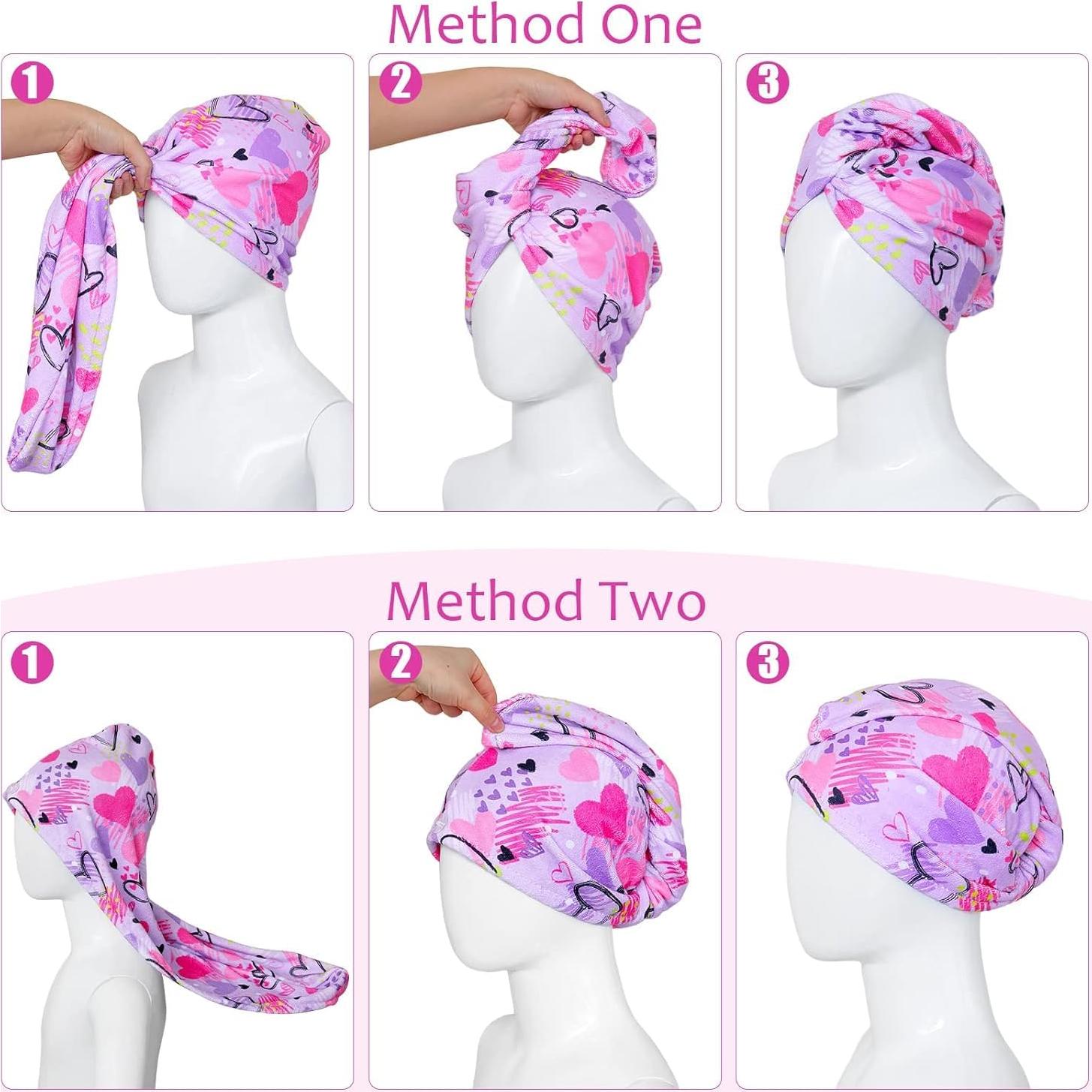 Toalla de Microfibra para el Cabello WUBAYI 2 Pack Secado Rápido