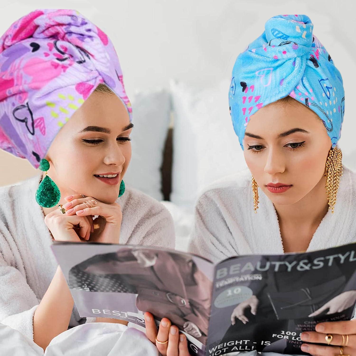 Toalla de Microfibra para el Cabello WUBAYI 2 Pack Secado Rápido