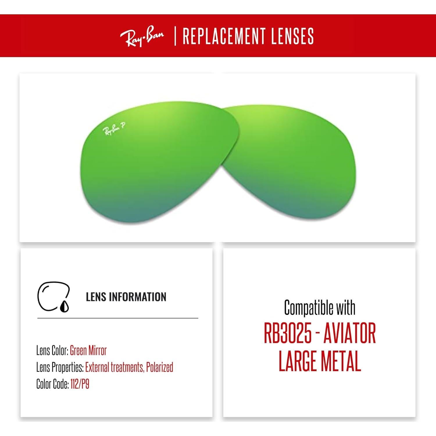 Lentes Ray-Ban Reemplazo 58mm Polarizados Espejo Verde