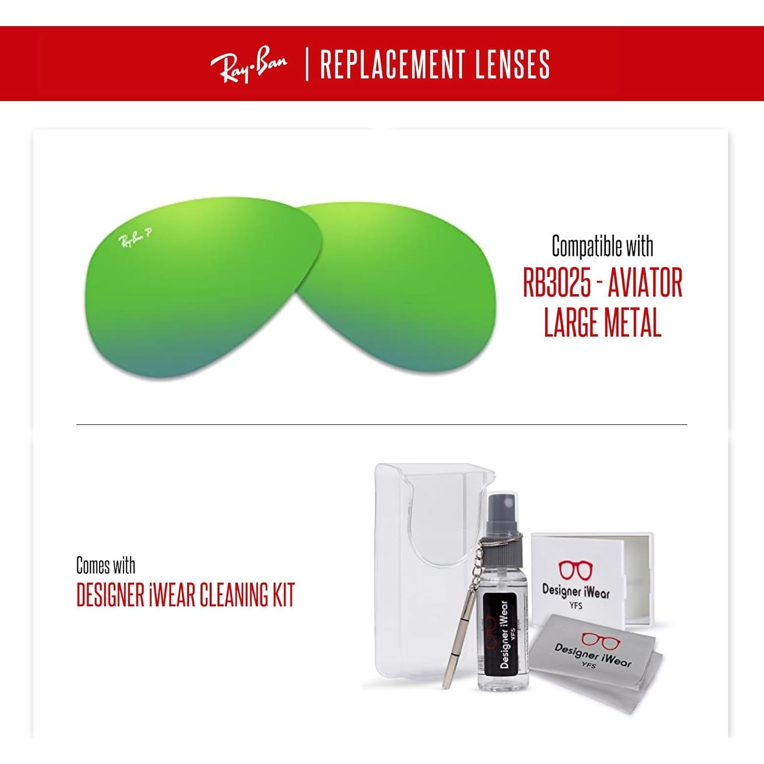 Lentes Ray-Ban Reemplazo 58mm Polarizados Espejo Verde