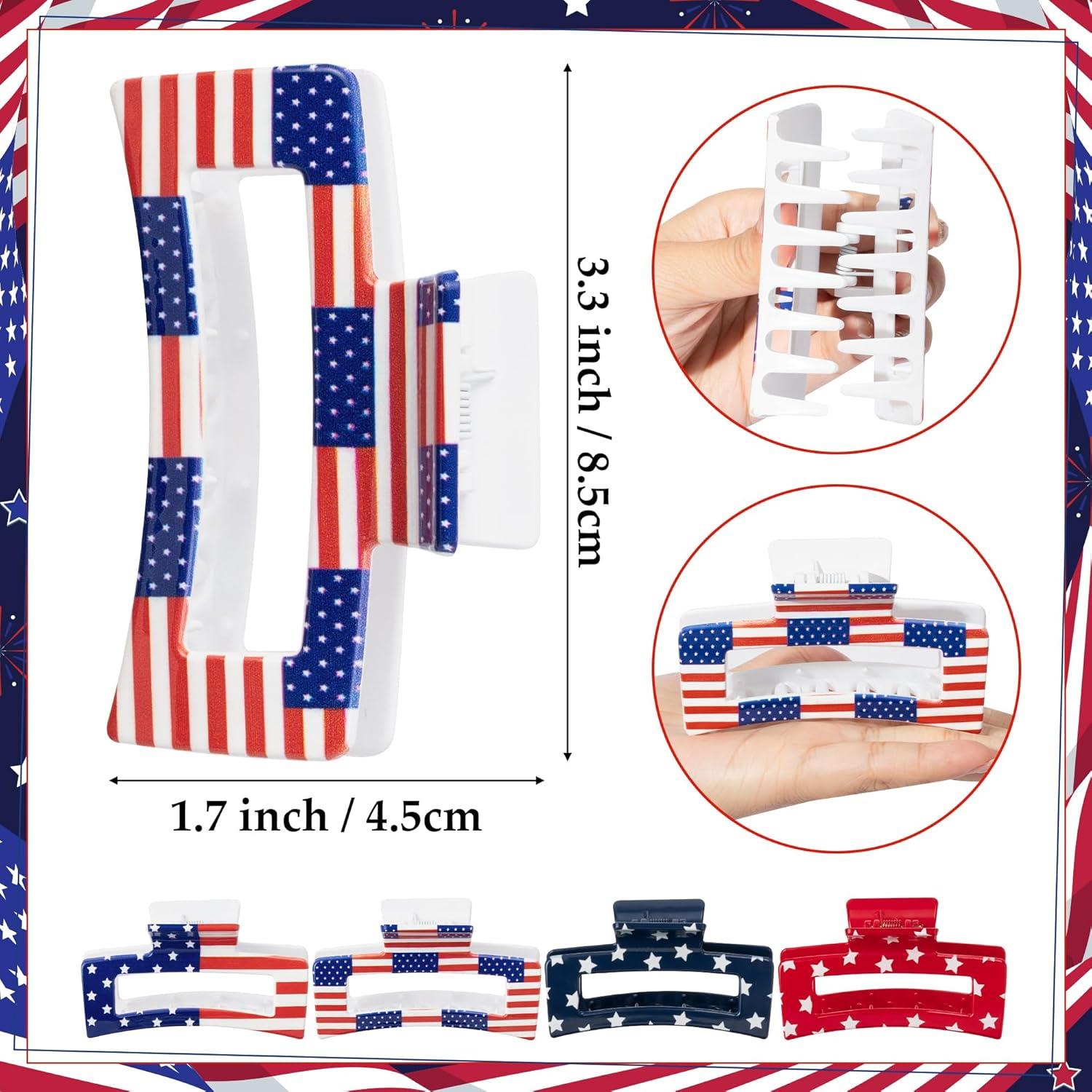 Clips de Pelo Patrióticos PANTIDE 4 Pcs Bandera Americana