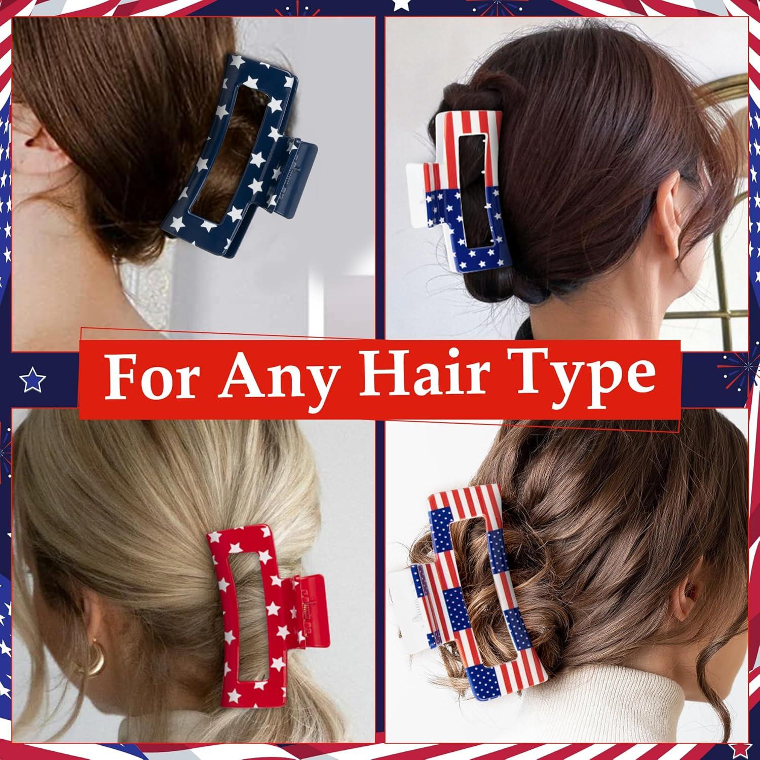 Clips de Pelo Patrióticos PANTIDE 4 Pcs Bandera Americana