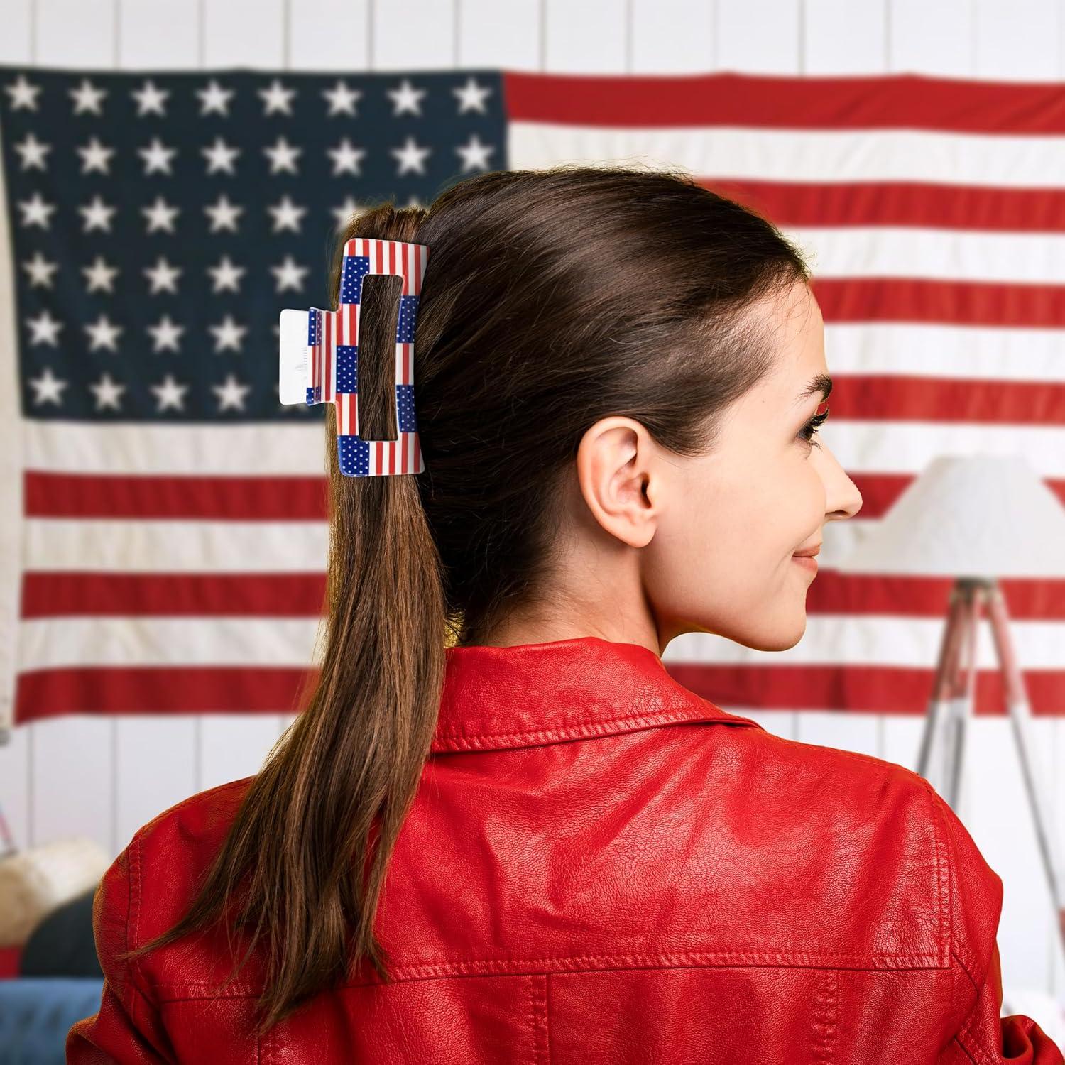 Clips de Pelo Patrióticos PANTIDE 4 Pcs Bandera Americana