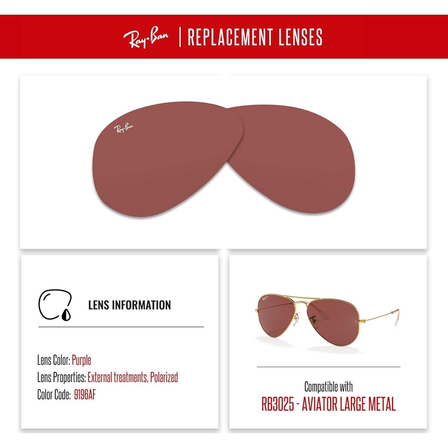 Lentes Ray-Ban RB3025 58mm Polarizados Púrpura + Kit Cuidado