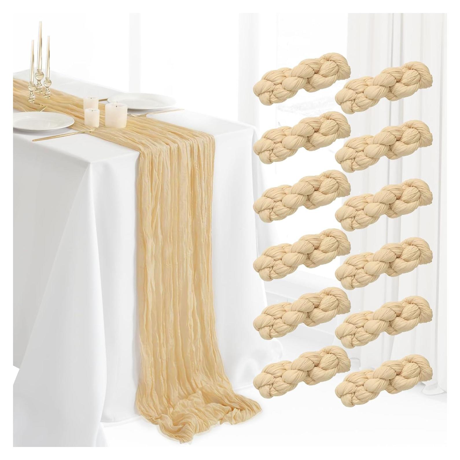 Paquete de 12 Caminos de Mesa de Gasa de Queso Beige 89x305 cm