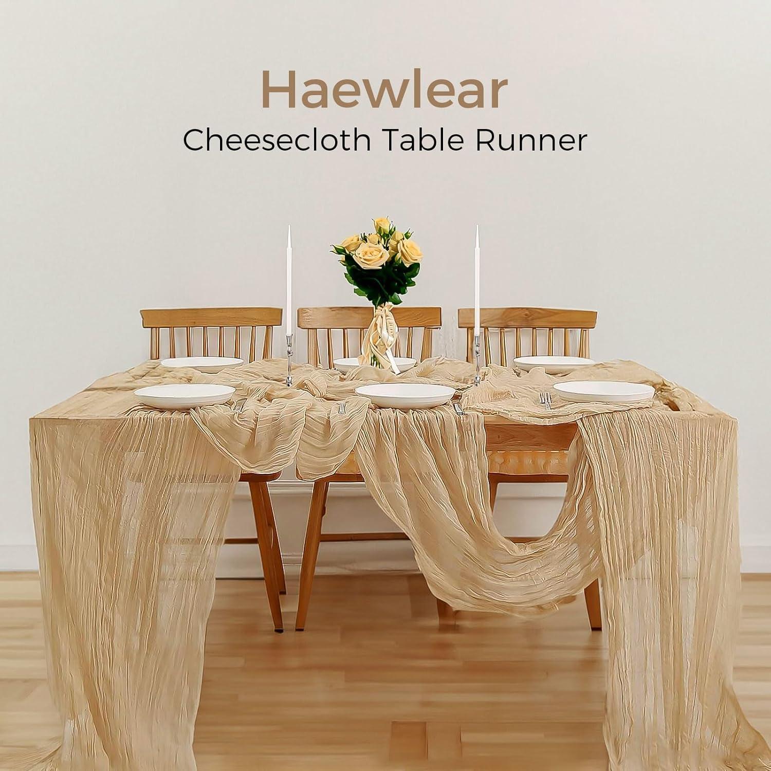 Paquete de 12 Caminos de Mesa de Gasa de Queso Beige 89x305 cm