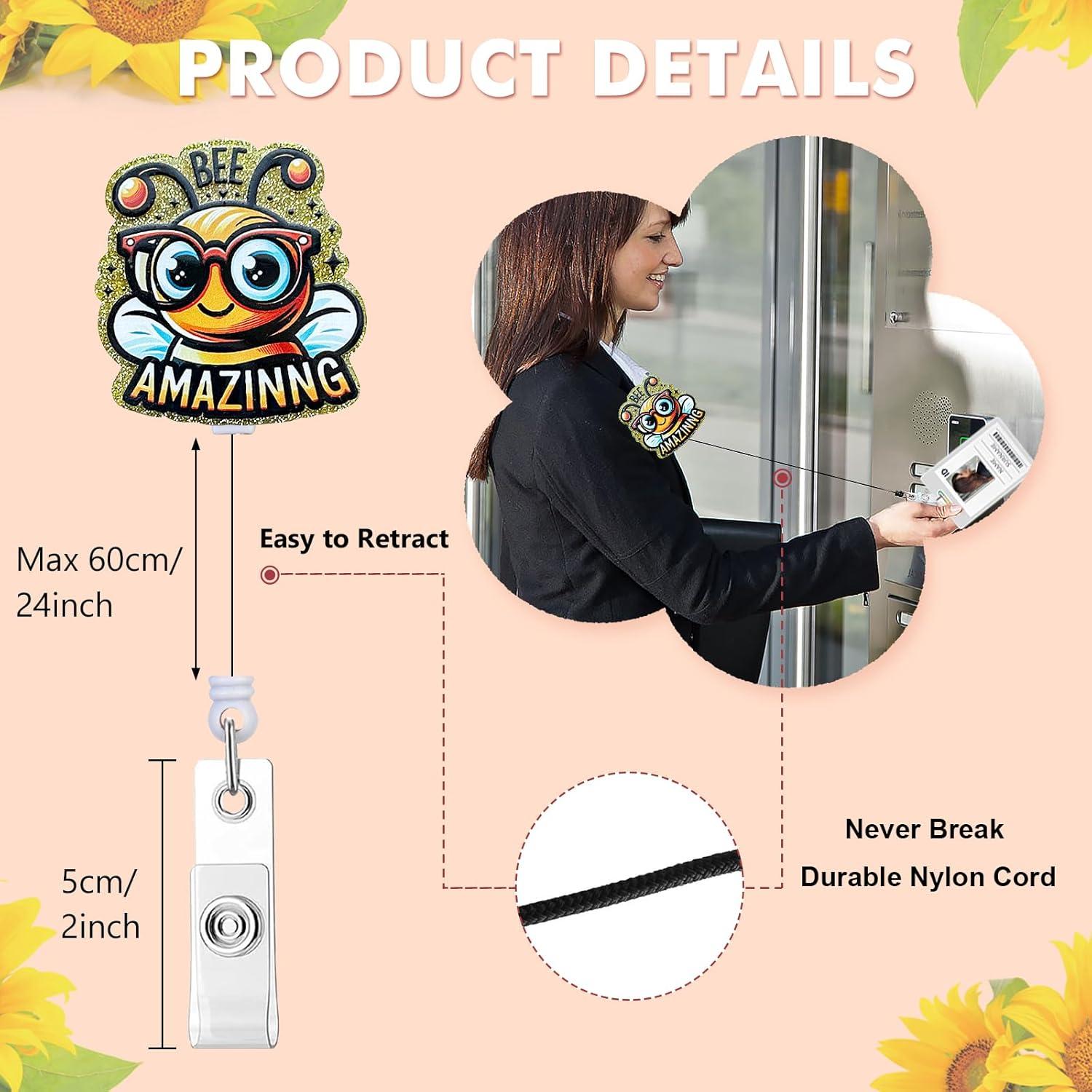 Paquete de 2 Sujetadores de Insignias Retráctiles HASFINE