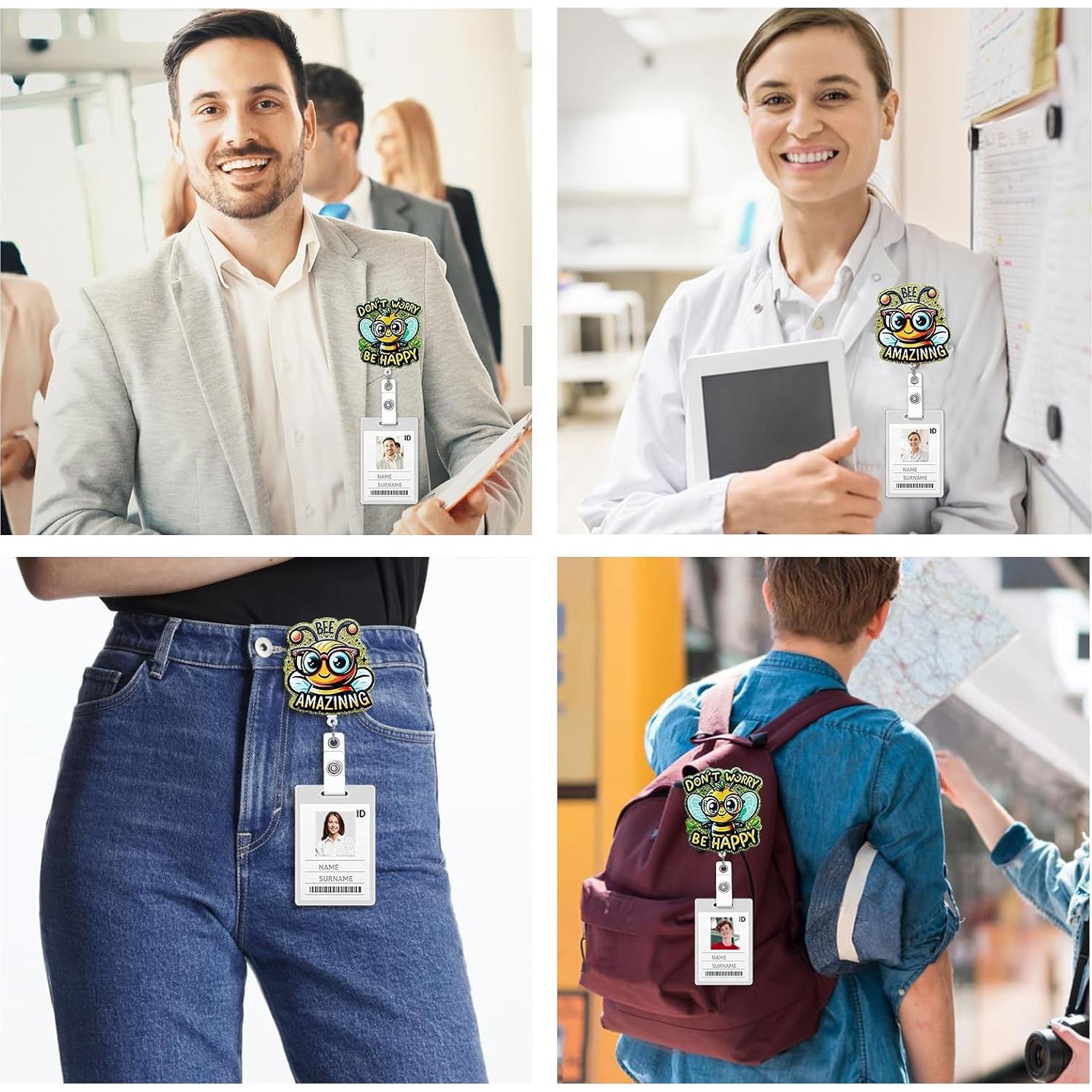 Paquete de 2 Sujetadores de Insignias Retráctiles HASFINE