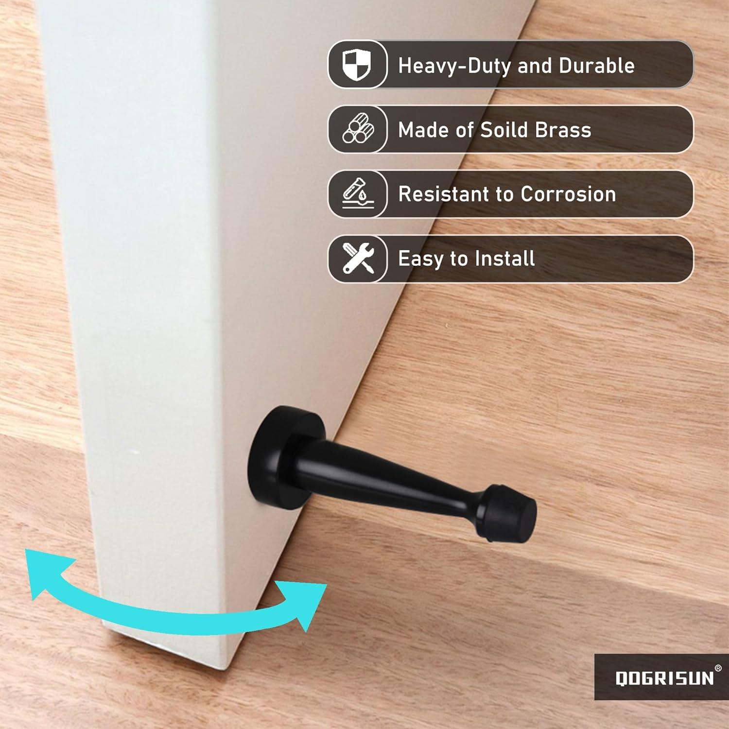 Topes de puerta de latón QOGRISUN - 8.25 cm, paquete de 2, negro