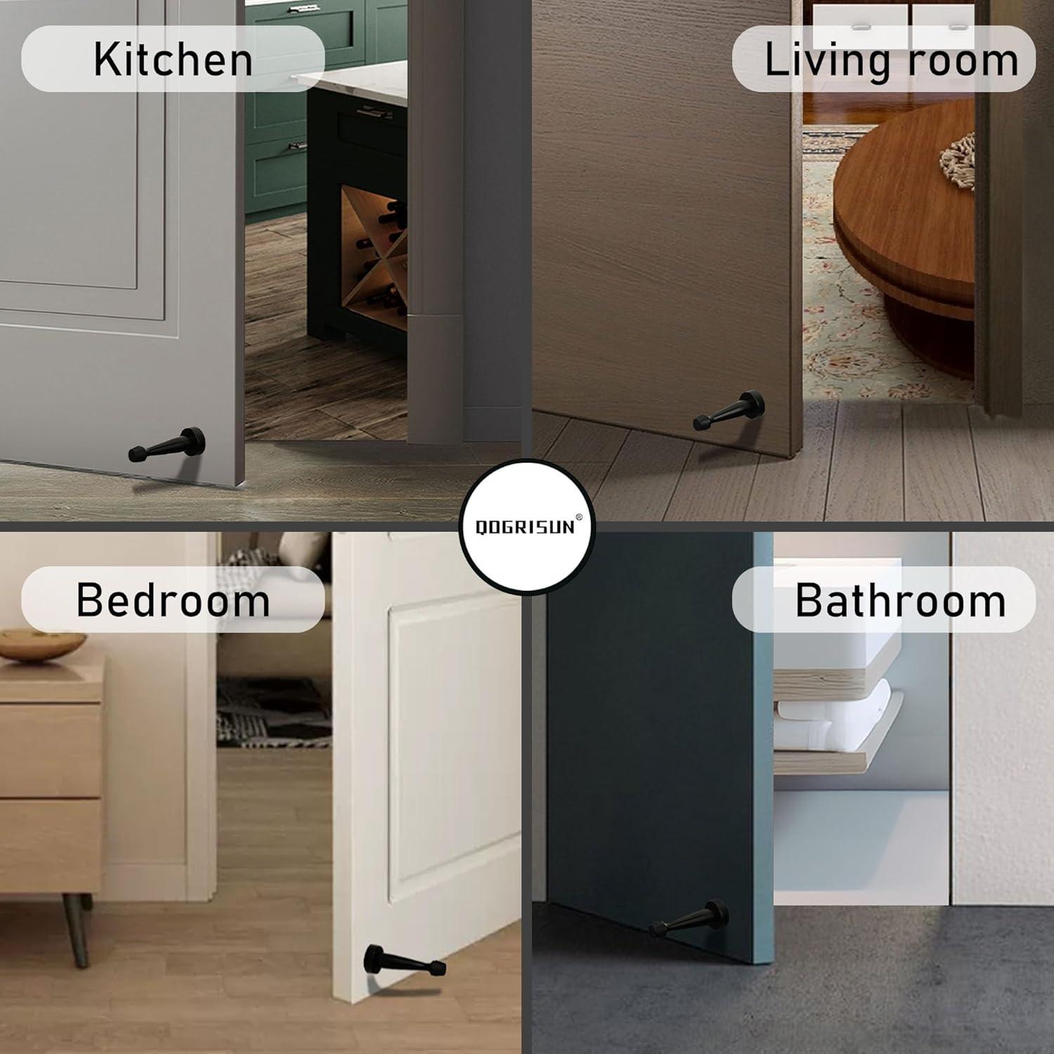 Topes de puerta de latón QOGRISUN - 8.25 cm, paquete de 2, negro