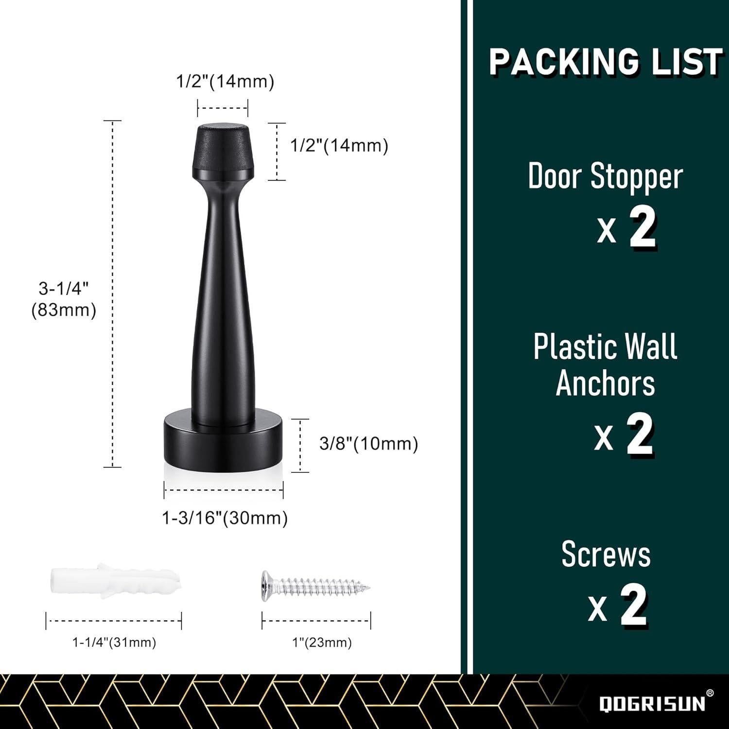 Topes de puerta de latón QOGRISUN - 8.25 cm, paquete de 2, negro