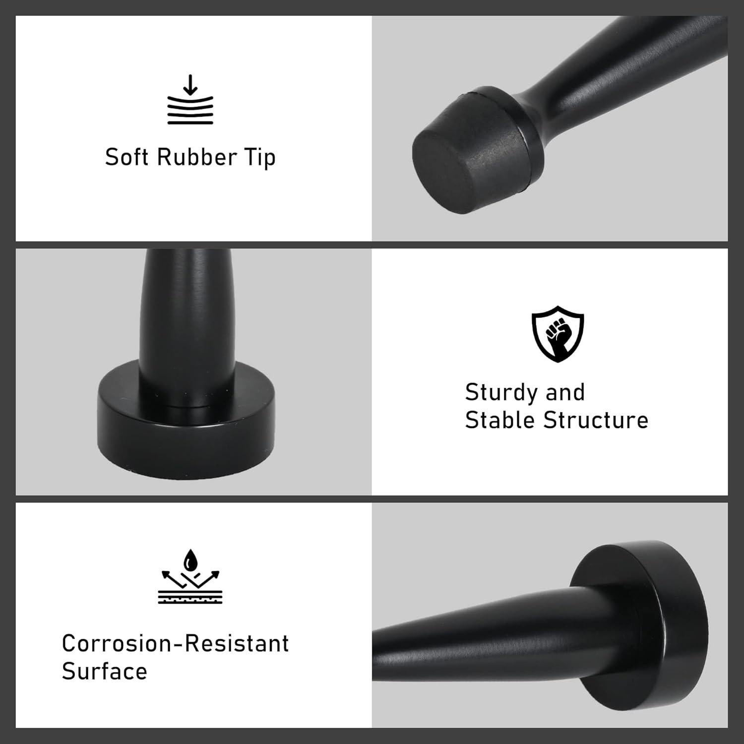 Topes de puerta de latón QOGRISUN - 8.25 cm, paquete de 2, negro