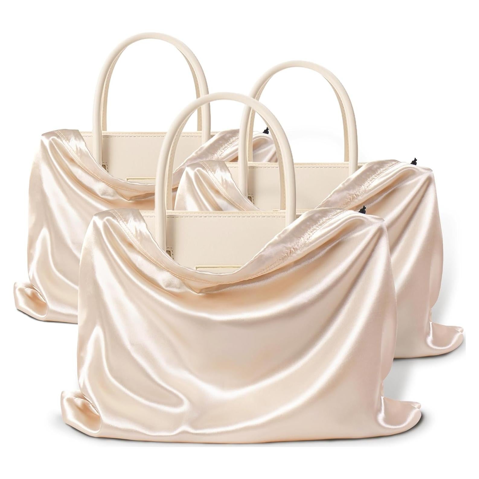 Vonty 3 Bolsas de Polvo de Satén Beige para Zapatos y Bolsos