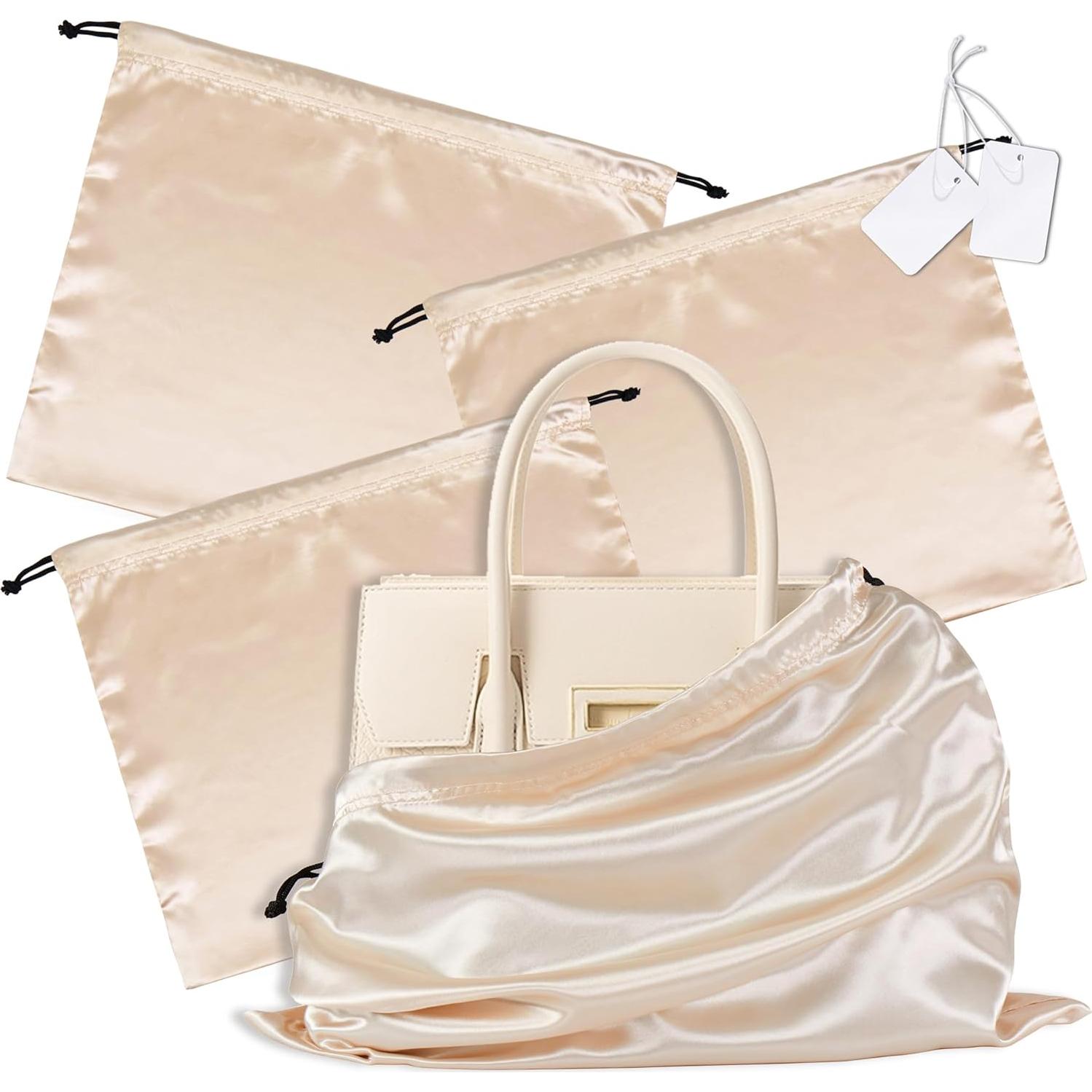 Vonty 3 Bolsas de Polvo de Satén Beige para Zapatos y Bolsos