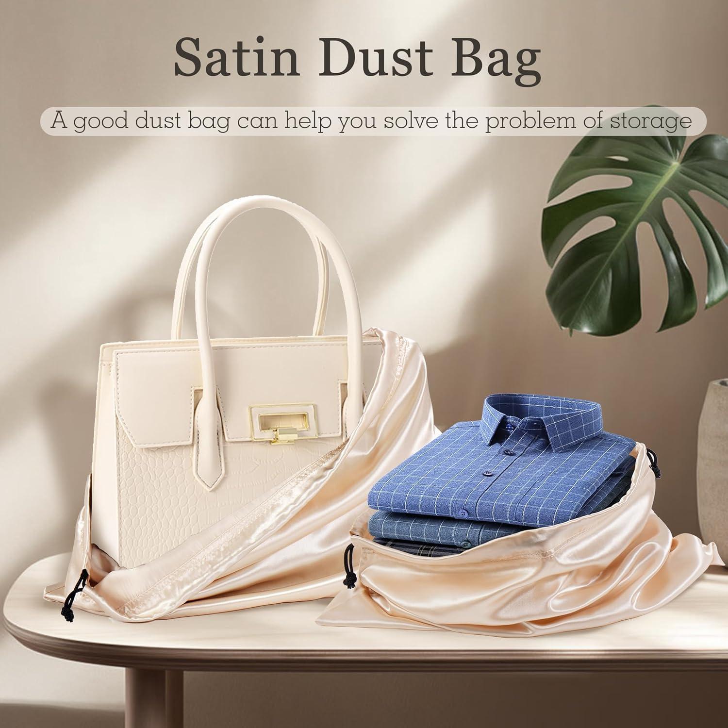 Vonty 3 Bolsas de Polvo de Satén Beige para Zapatos y Bolsos