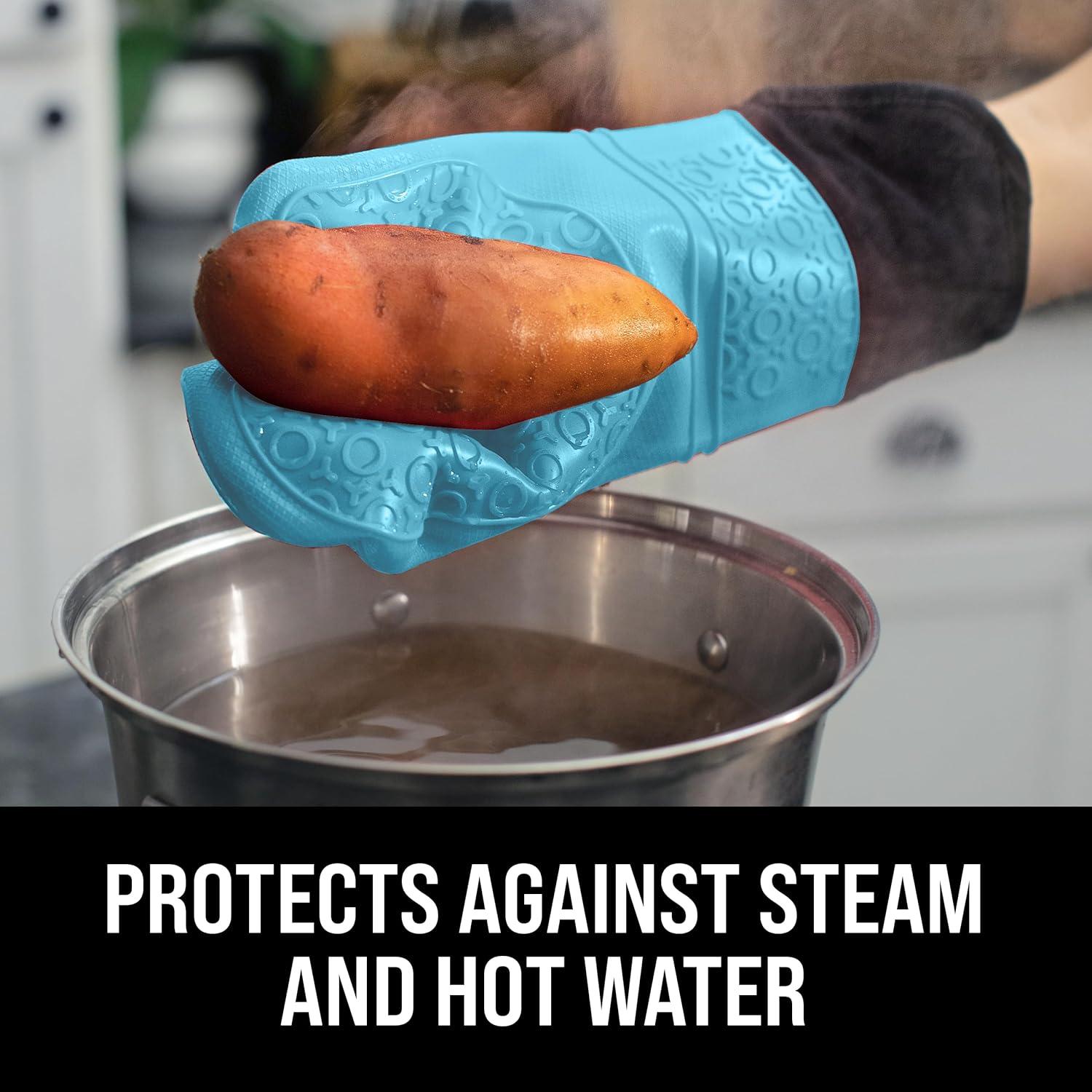 Manoplas de Horno Silicona HOMWE 37.3 cm Aqua Antideslizantes