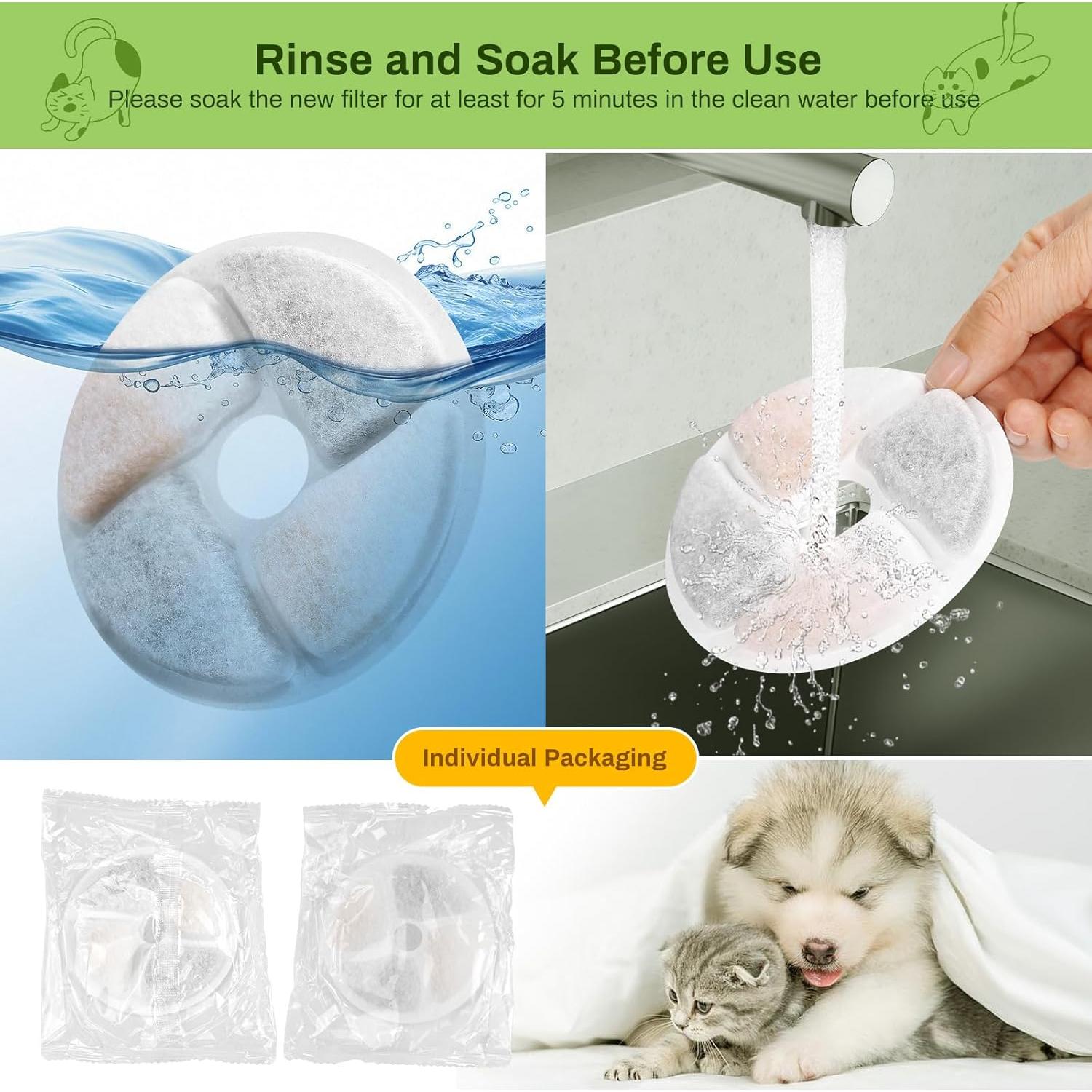 Filtros de Reemplazo para Fuente Automática de Agua EZMioo 5 Paquetes