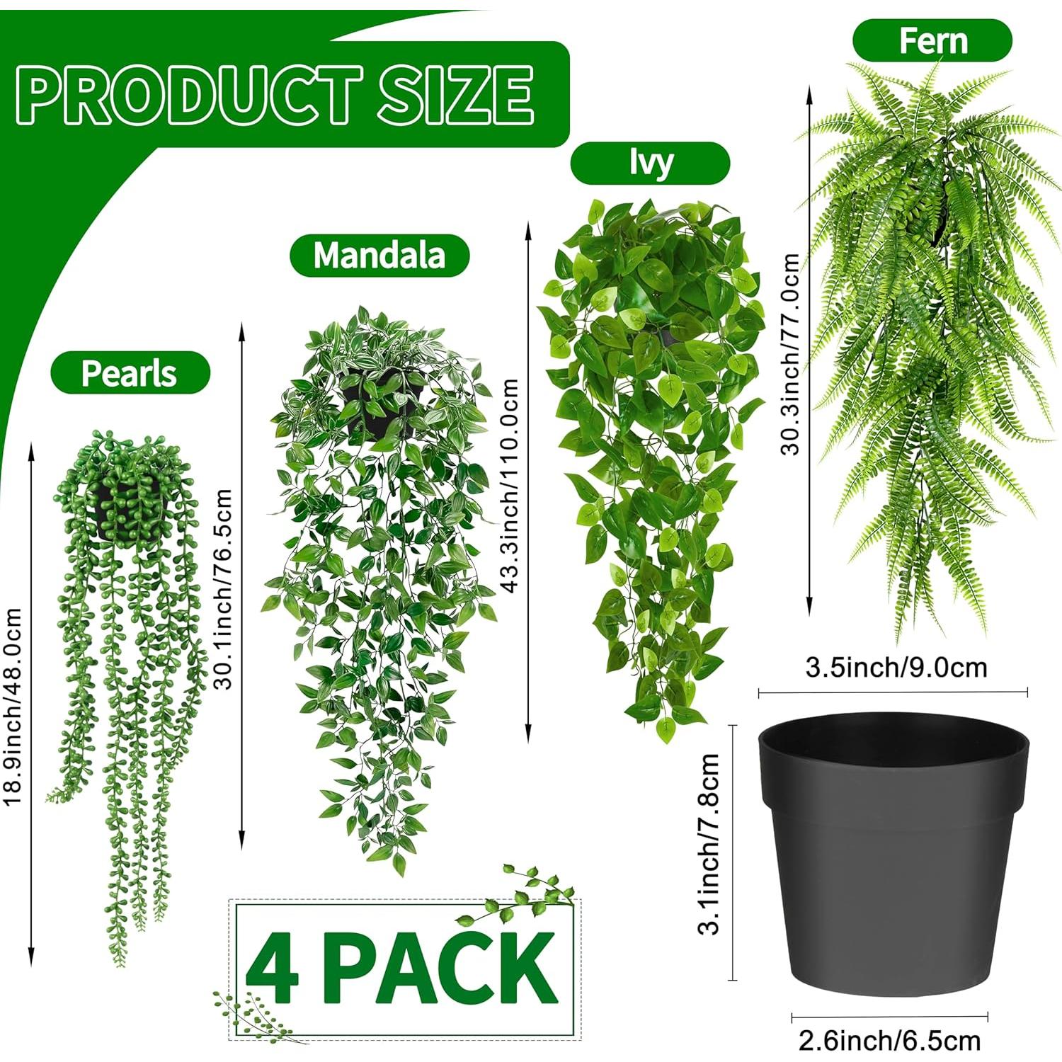 Plantas Colgantes Artificiales Palonu - 4 Unidades en Maceta