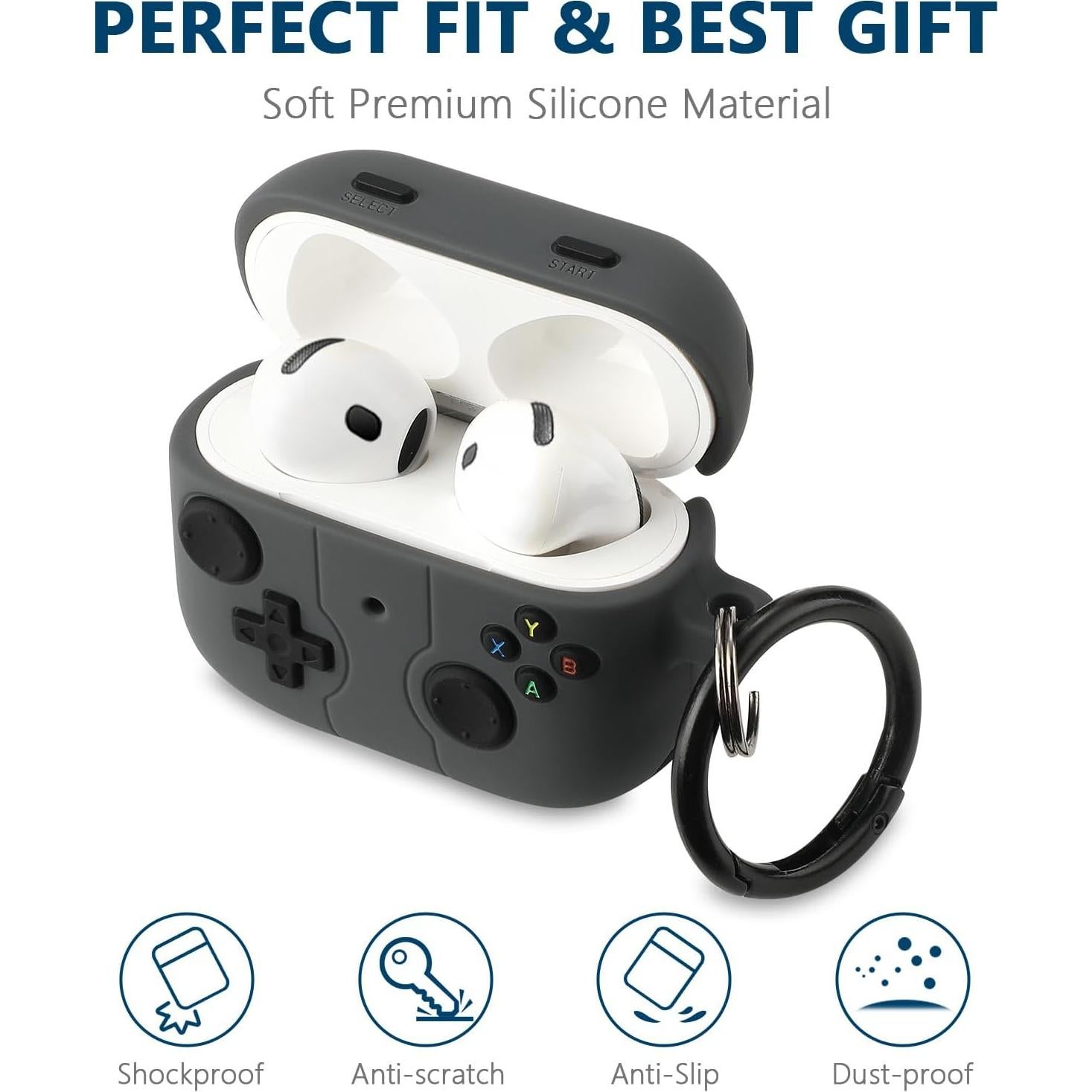 Funda de Silicona para AirPods 4 Gedicht con Llavero - Negro