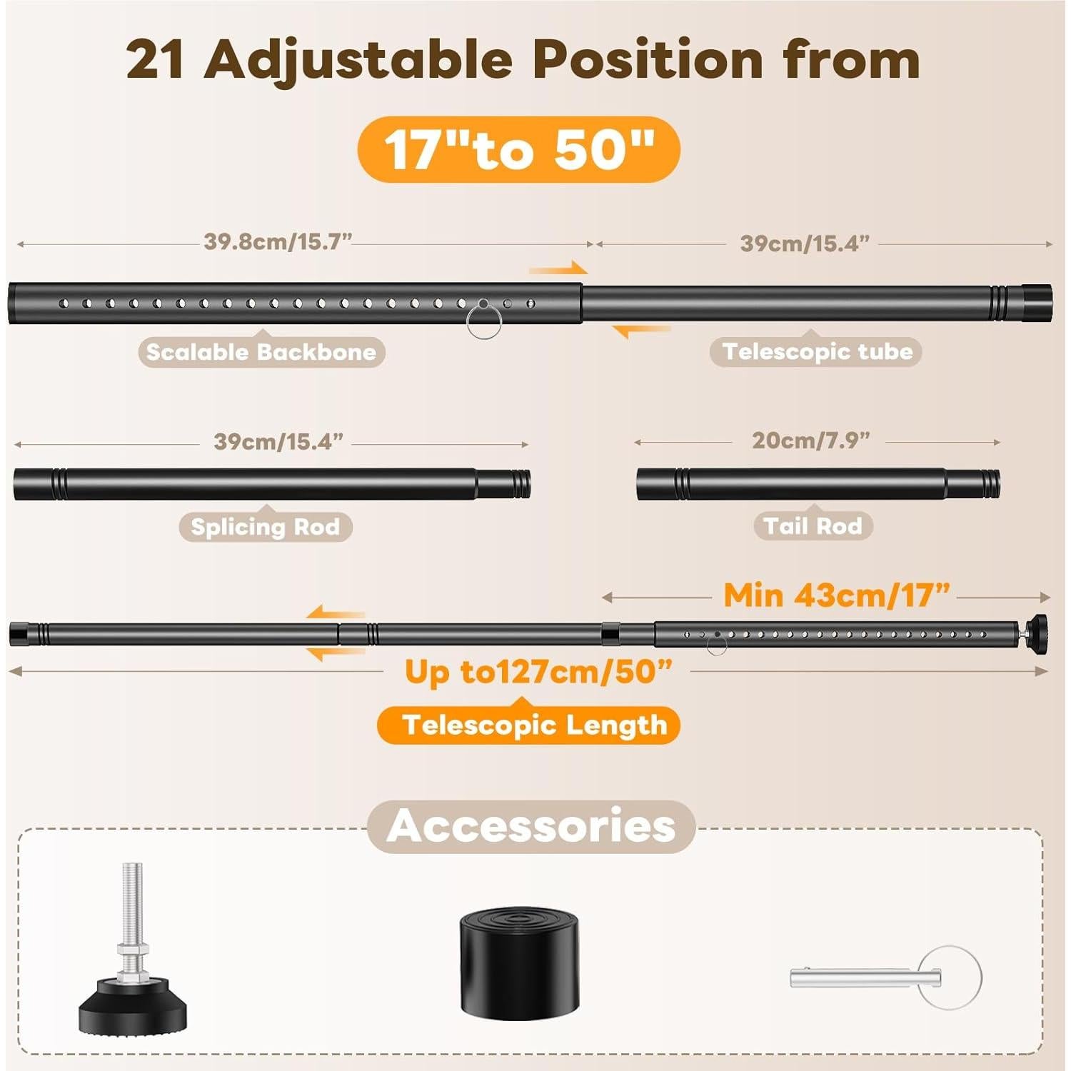 Barra de Seguridad Ajustable Abiglifty para Puertas y Ventanas 43-127 cm