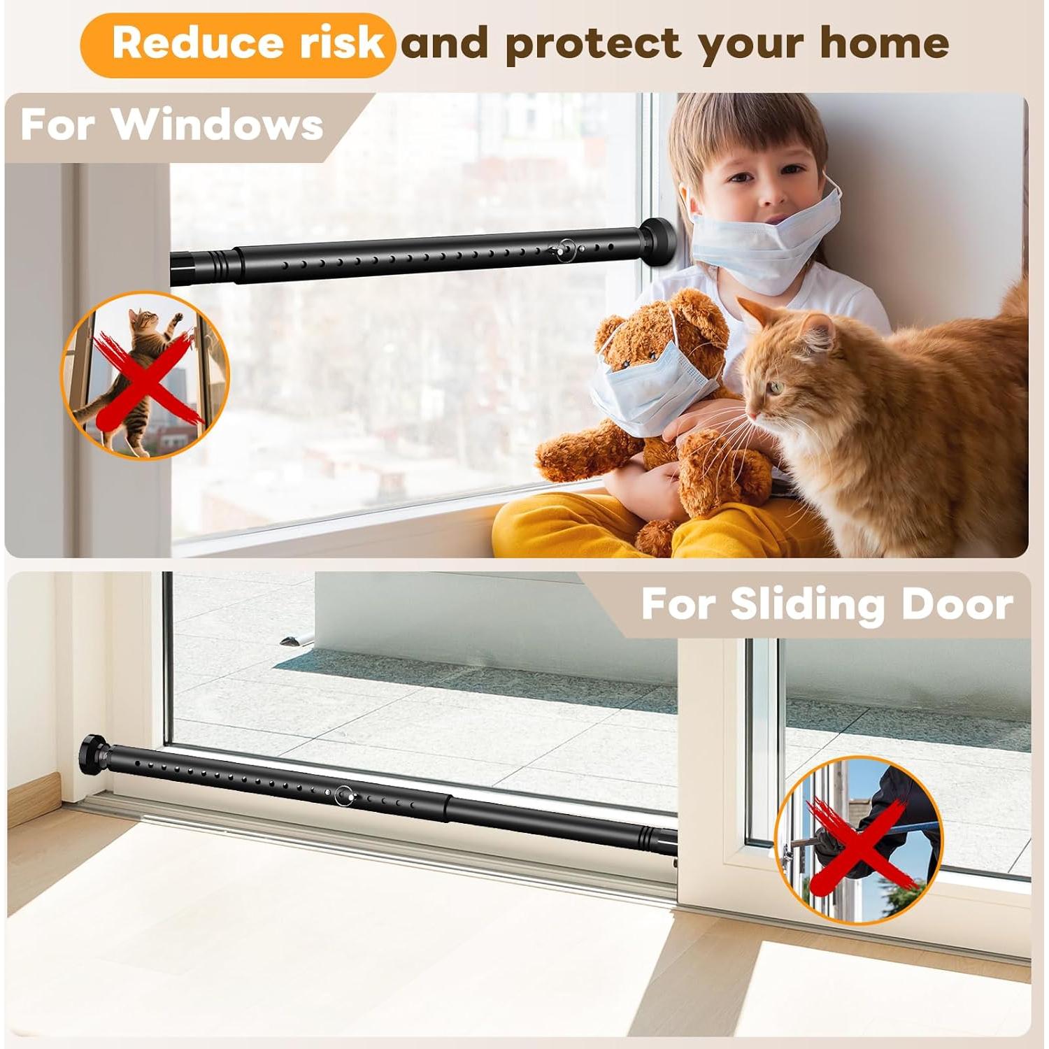 Barra de Seguridad Ajustable Abiglifty para Puertas y Ventanas 43-127 cm