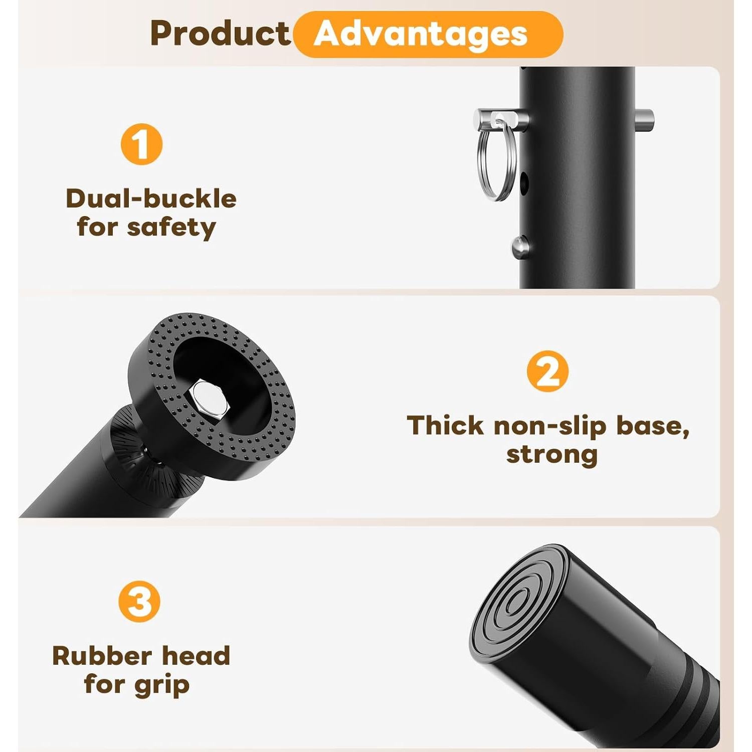 Barra de Seguridad Ajustable Abiglifty para Puertas y Ventanas 43-127 cm